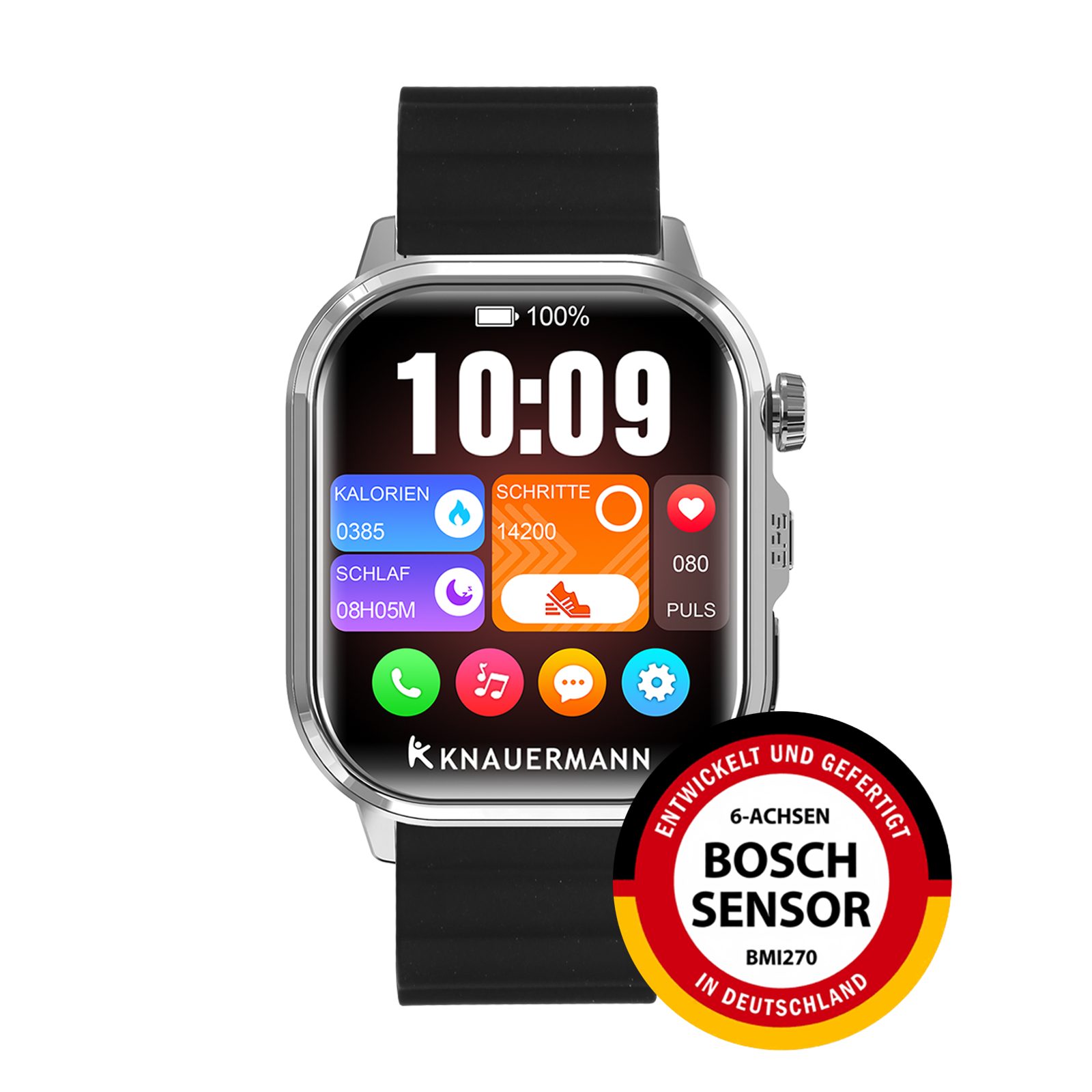 Knauermann PRO 4 Ultra Gesundheitsuhr Smartwatch, GPS, Pflege-, SOS, Gesundheits- und Sportfunktionen