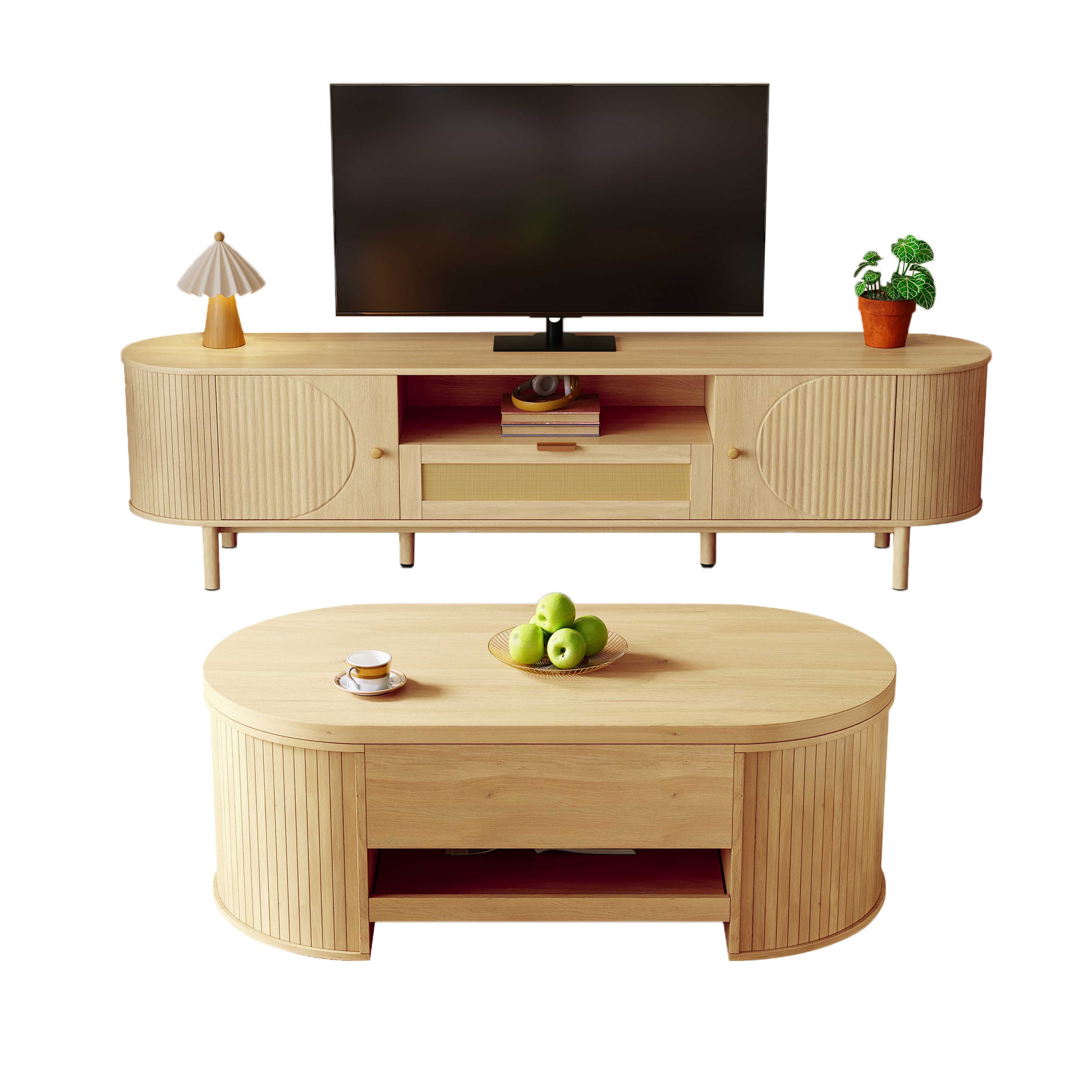 BlingBin TV-Schrank Wohnzimmermöbel (2-St., Wohnzimmermöbel-Set mit günstig online kaufen