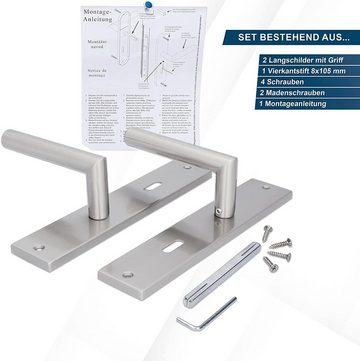 Alpertec Türbeschlag Türbeschlag Langschild - Renovierungsgarnitur ES für Zimmertüren (1 St), Edelstahl satiniert