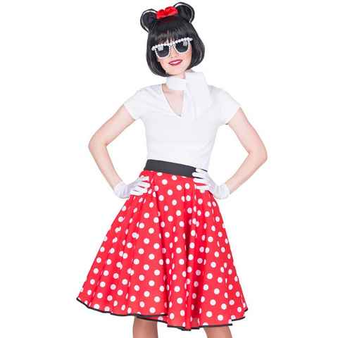 Funny Fashion Kostüm Roter Fifties Punkte Tellerrock mit Halstuch - Minnie Maus