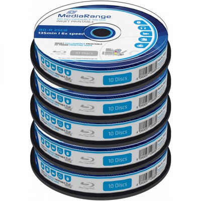 Mediarange Blu-ray-Rohling Blu-ray Disc Mediarange BD-R 25 GB, 6x Speed fullprintable in Cakebox