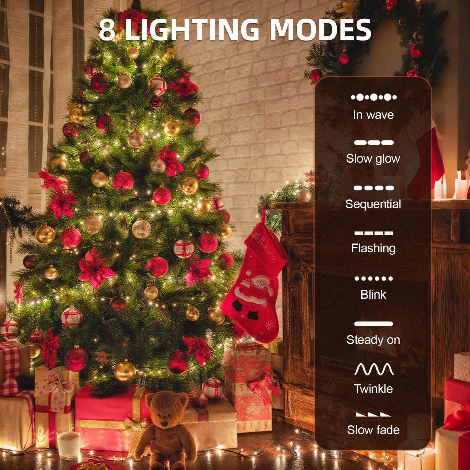 OZAVO LED-Lichterkette LED Weihnachtsbaum Lichterkette mit Fernbedienung, 30M-300 LEDs, 8 Modi, Timer & Memory für Weihnachtsdeko Innen & Außen