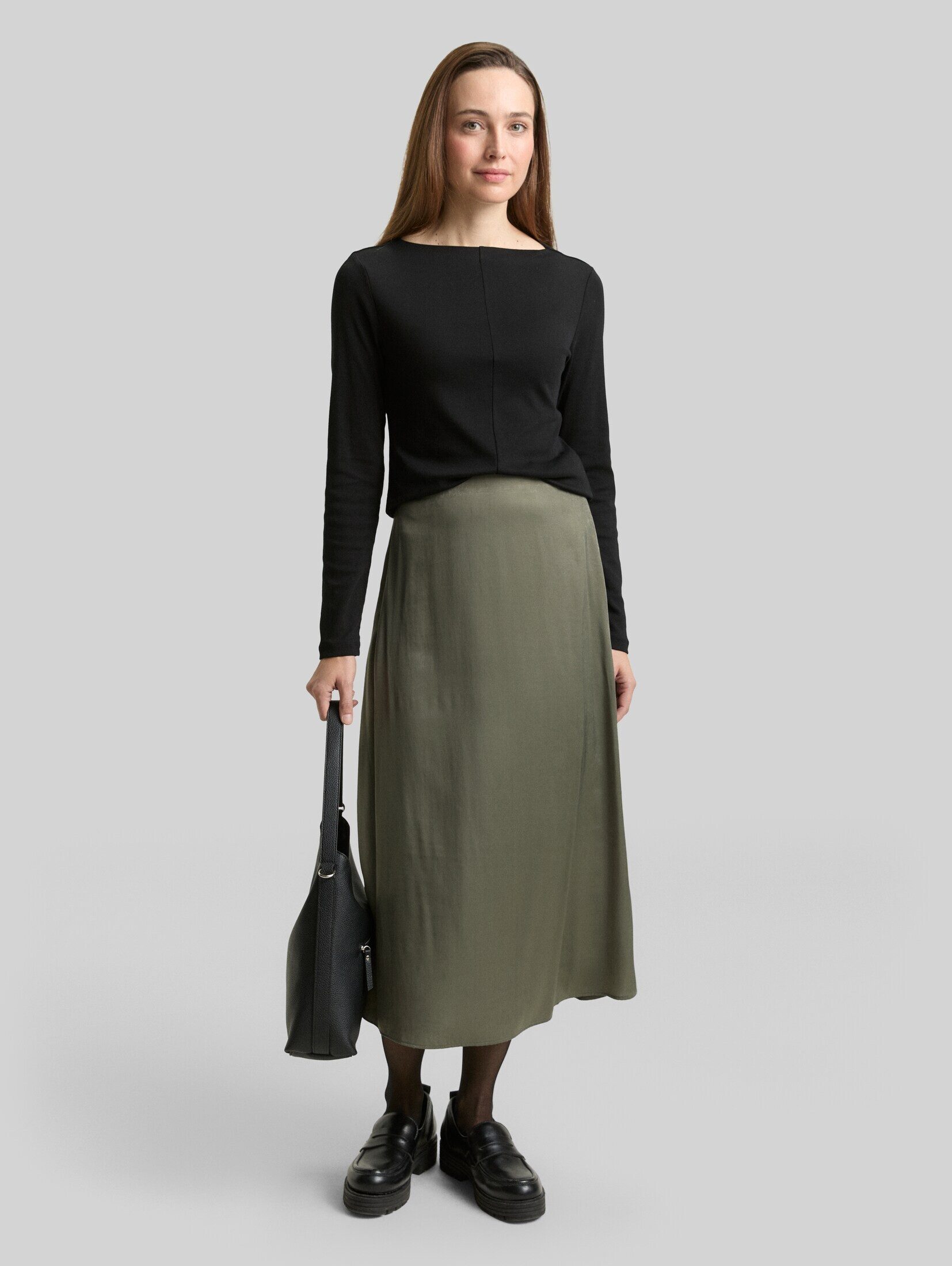 TOM TAILOR Sommerrock Röcke High Waist Satin Midi-Rock