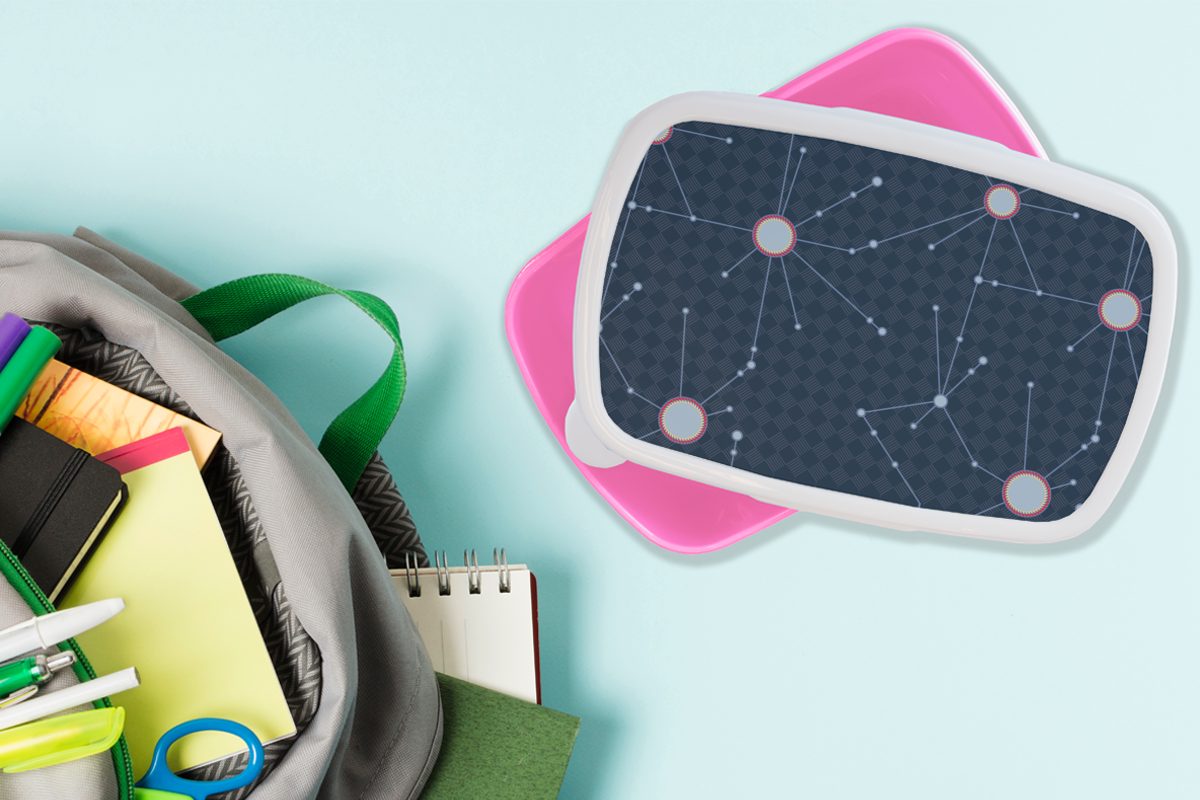 MuchoWow Lunchbox Weltraum - Astronomie Brotbox Kunststoff rosa Snackbox, Kinder, Mädchen, Kunststoff, für Muster, Erwachsene, Brotdose - (2-tlg)