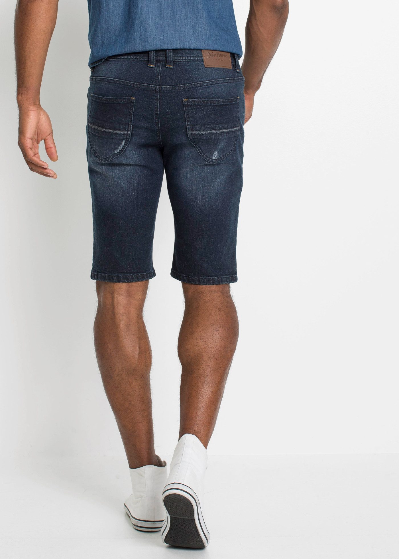 bonprix Bermudas mit Used-Effekt, aus Baumwolle und Elasthan, schmale Passform
