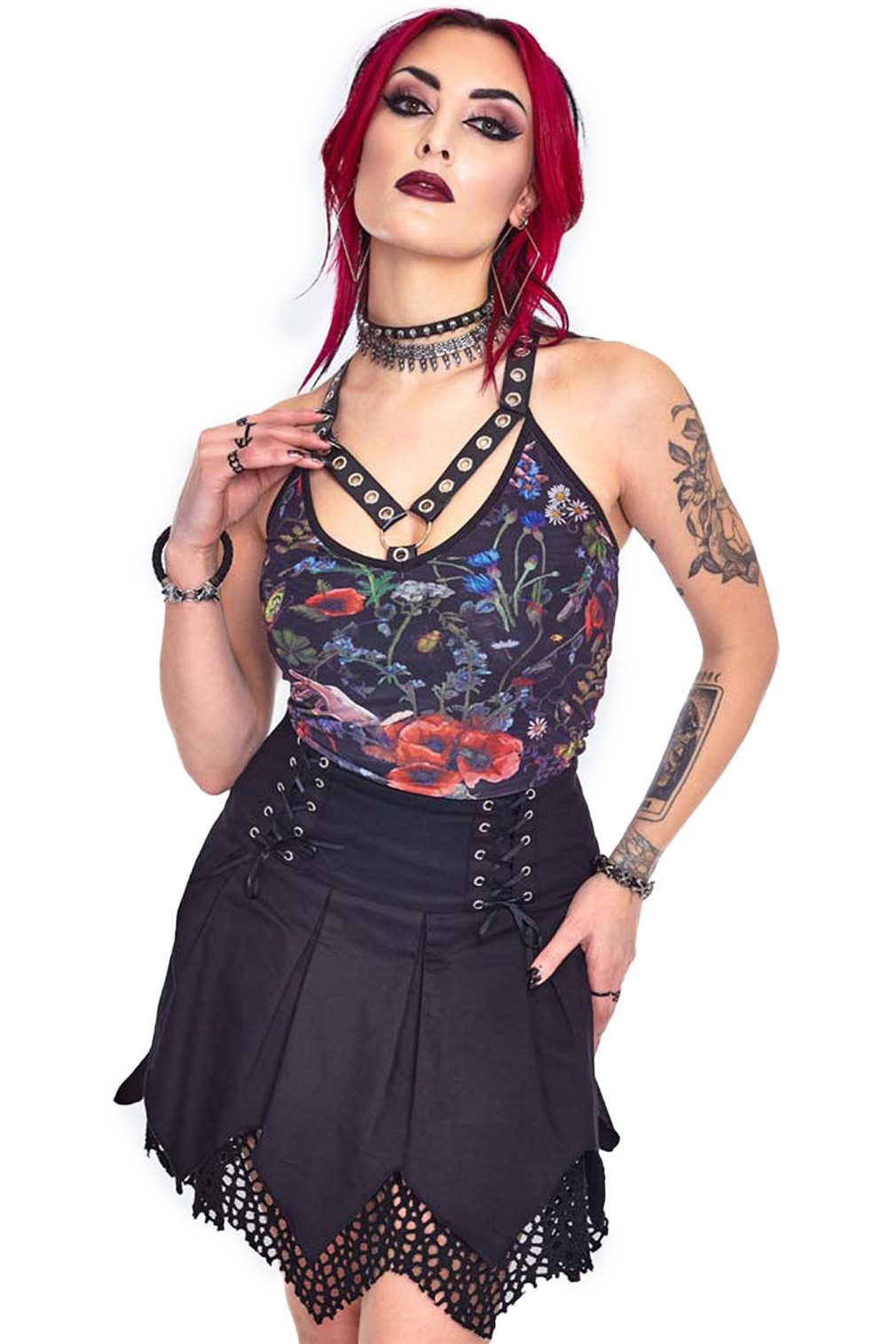 Jawbreaker A-Linien-Rock Lace Up Pleated Skirt günstig online kaufen