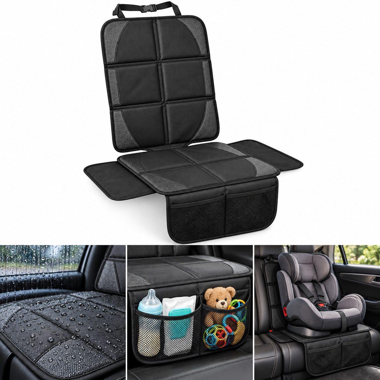 Fyrove Kindersitzunterlage Kindersitz Sitzschutz Auto 600D Wasserdicht Anti-Rutsch Universal, Set, 1-tlg., 1 Stück Autositz-Schutzmatte für Kindersitze. Kindersitz, Flaschen, 600D Oxford-Gewebe mit wasserabweisender Beschichtung