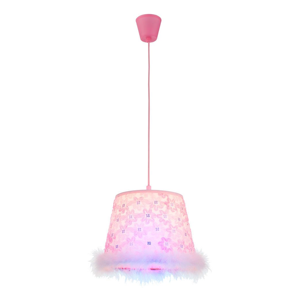 GLOBO LIGHTING LED-Hängeleuchte, Leuchtmittel inklusive, Warmweiß, Farbwechsel, RGB LED Pendellampe Kinderzimmer Deckenlampe Textilschirm Hängeleuchte