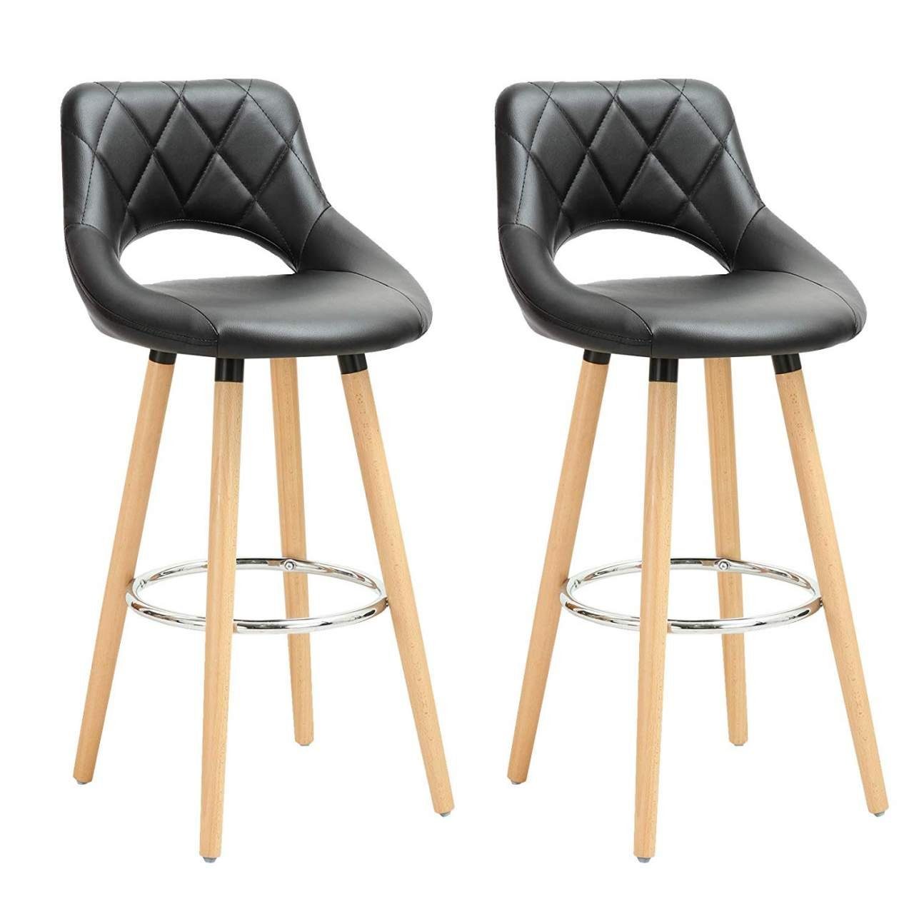 Woltu Barhocker (2 St), Barstuhl aus Kunstleder Holzgestell mit Lehne +  Fußstütze Design Stuhl Küchenstuhl Optimal Komfort Schwarz online kaufen |  OTTO