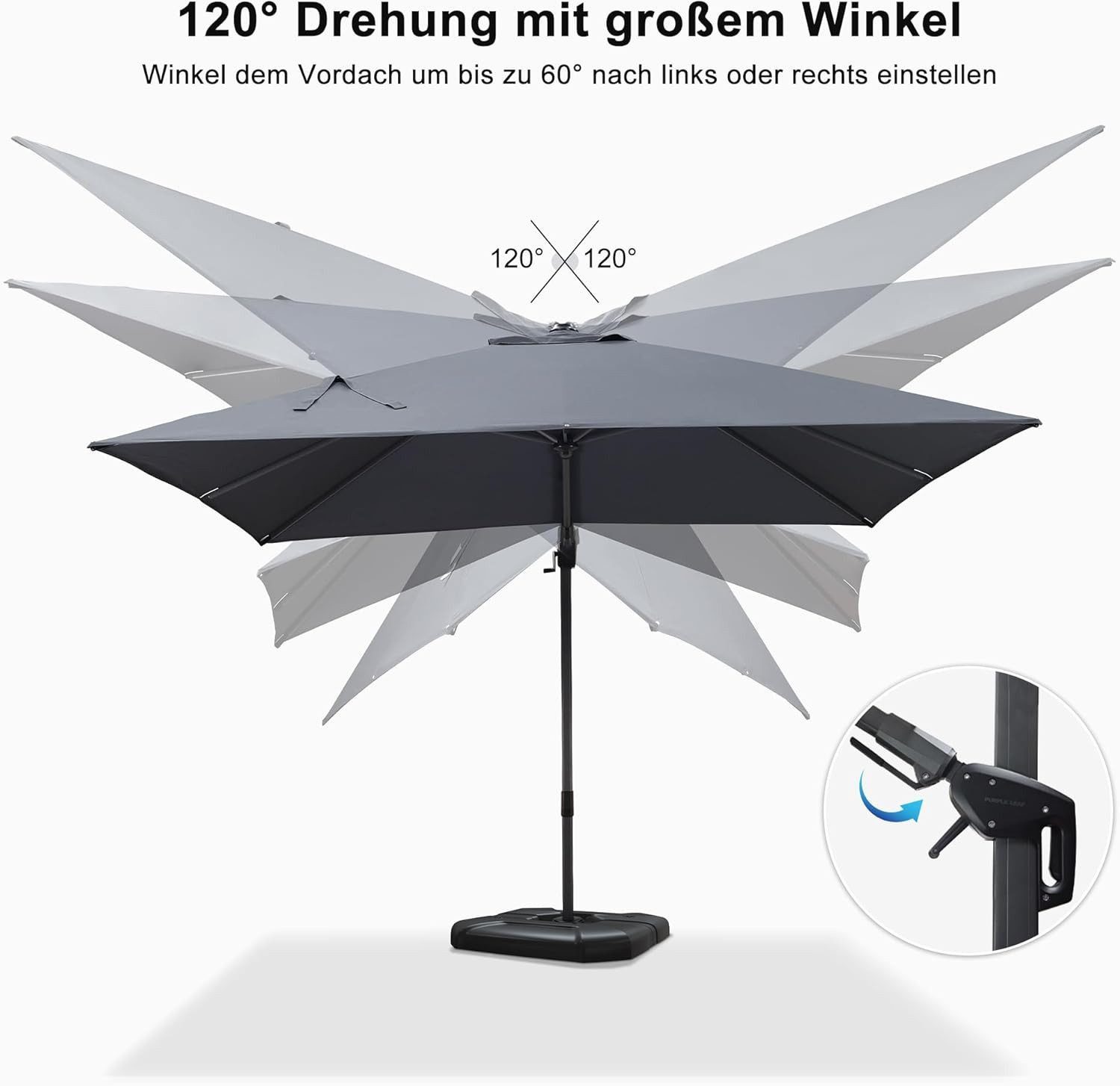 PURPLE LEAF Ampelschirm Quadratischer, Neigbarer Sonnenschirm günstig online kaufen