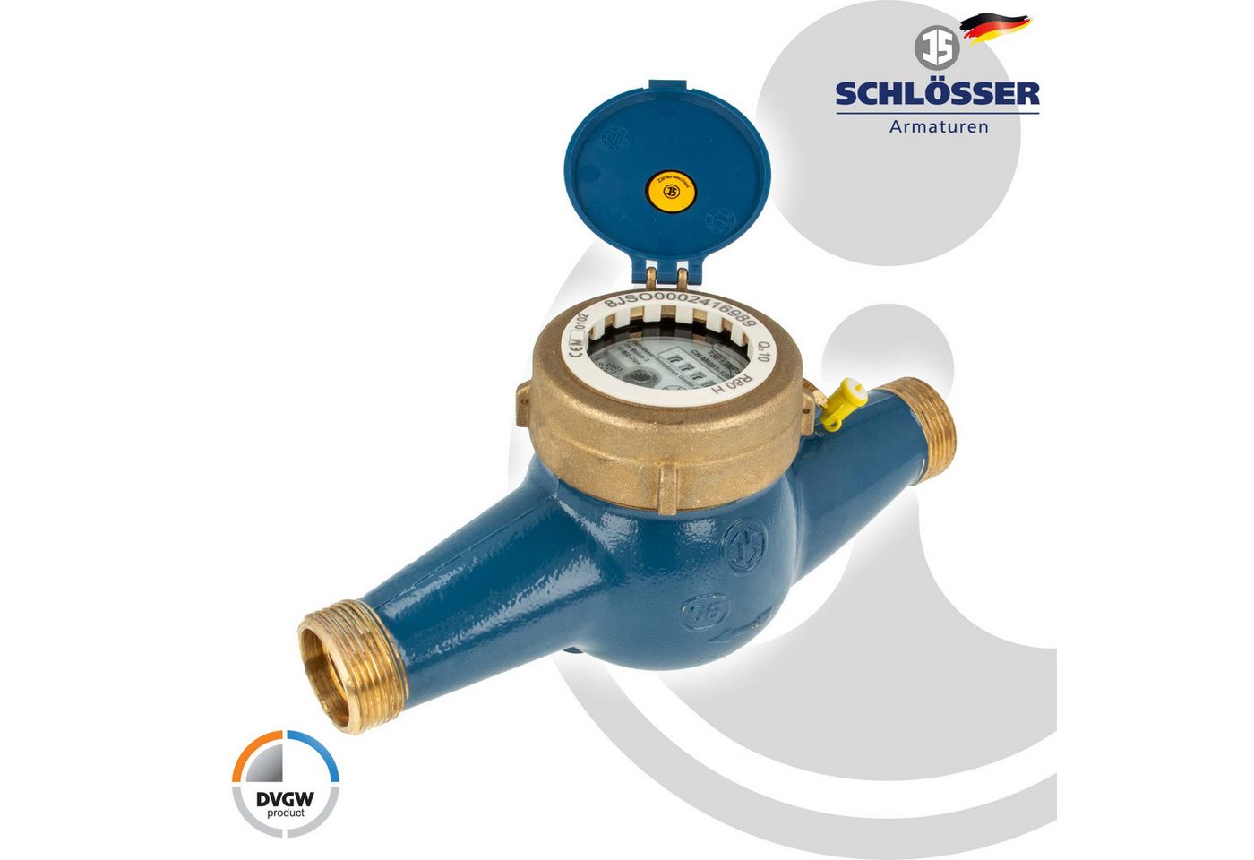 Thumbnail - Schlösser Wasserzähler Hauswasserzähler MNR 1 Zoll DN 25 Q3=10, R80, Baulänge 260 mm