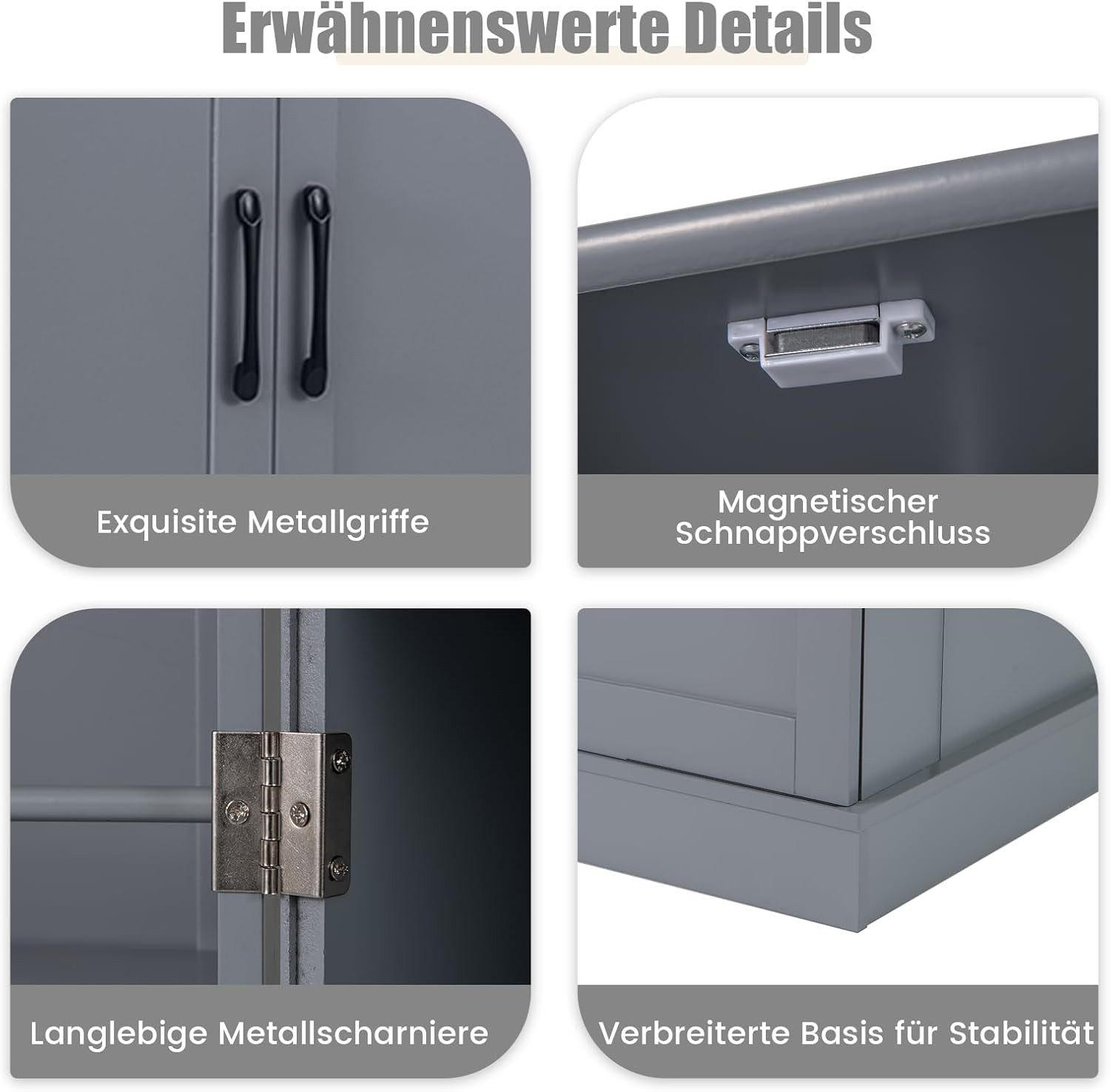 KOMFOTTEU Vorratsschrank Küchenschrank mit Türen,verstellbaren Regalen & Metallgriffen