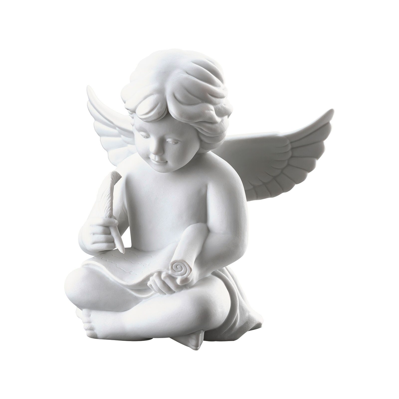 Rosenthal Engelfigur Engel Weiß matt mit Schriftrolle Biskuit-Engel Dekofigur Sammelfigur (1 St), in drei Größen