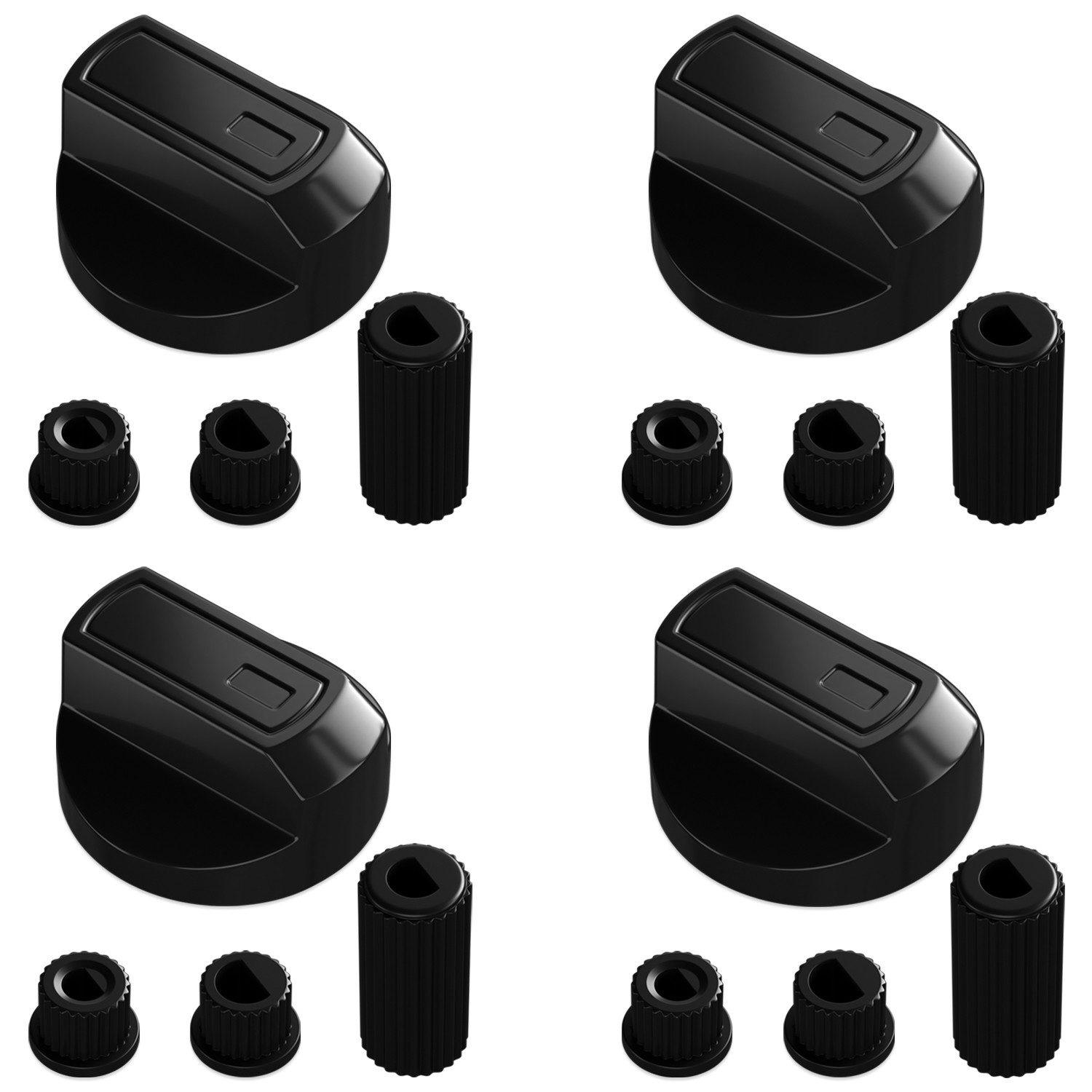 VIOKS Kochfeld-Adapter Knebelset universal, 38mmØ schwarz 16-teilig für Kochfeld alle Marken