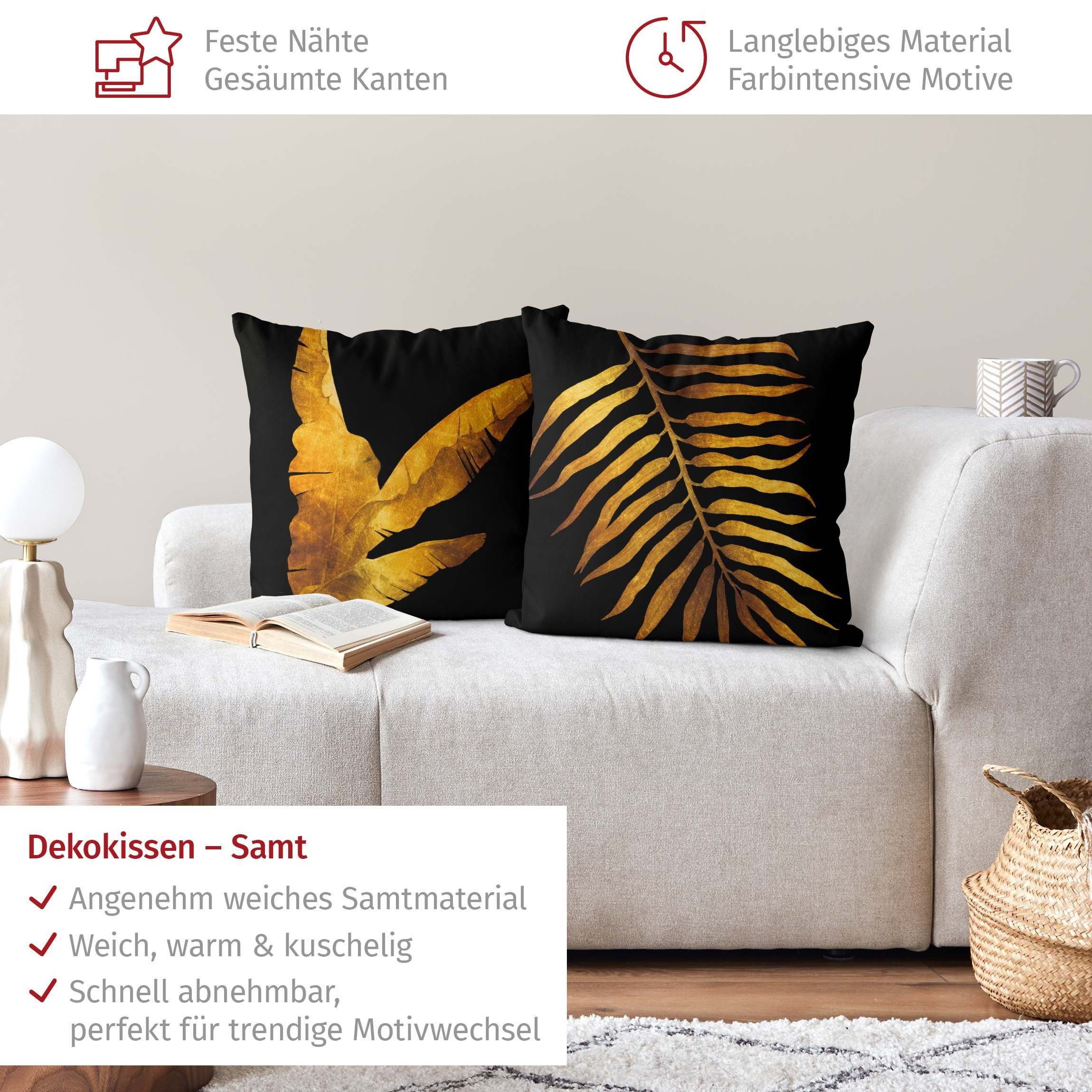 Bilderdepot24 Dekokissen 2-teilig drinnen Kissenhülle/ Sofakissen/ Zierkissen Kissenhülle gold, Bezug mit / ohne Füllung Zierkissen Outdoor Sofa Bett