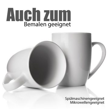 BigDean Becher 12 Stück Kaffeebecher 300 ml aus hochwertig echtem Porzellan, Porzellan