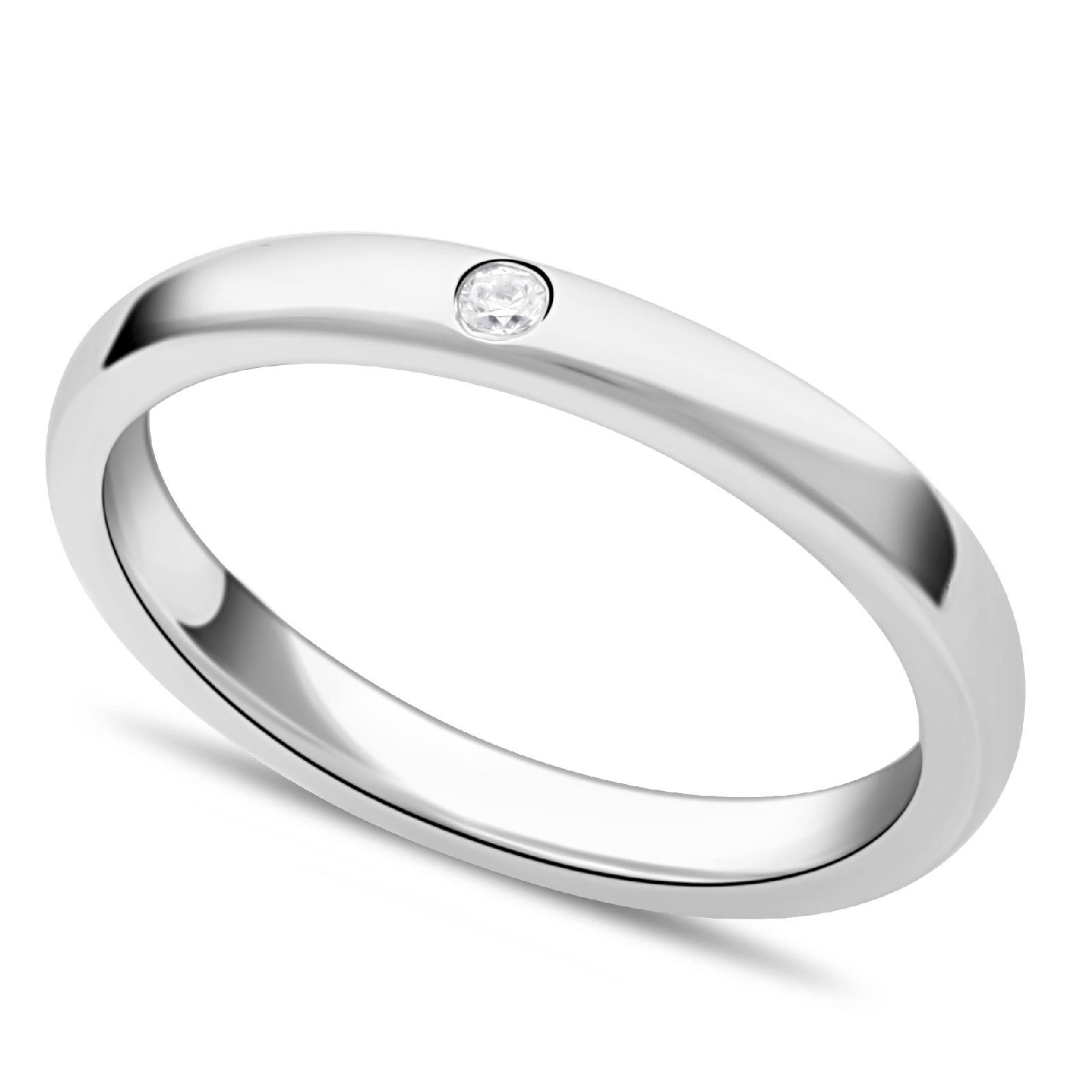 Tony Fein Silberring Ring 3mm Zirkonia Stein Weiß 925 Silber Massiv Rhodini günstig online kaufen