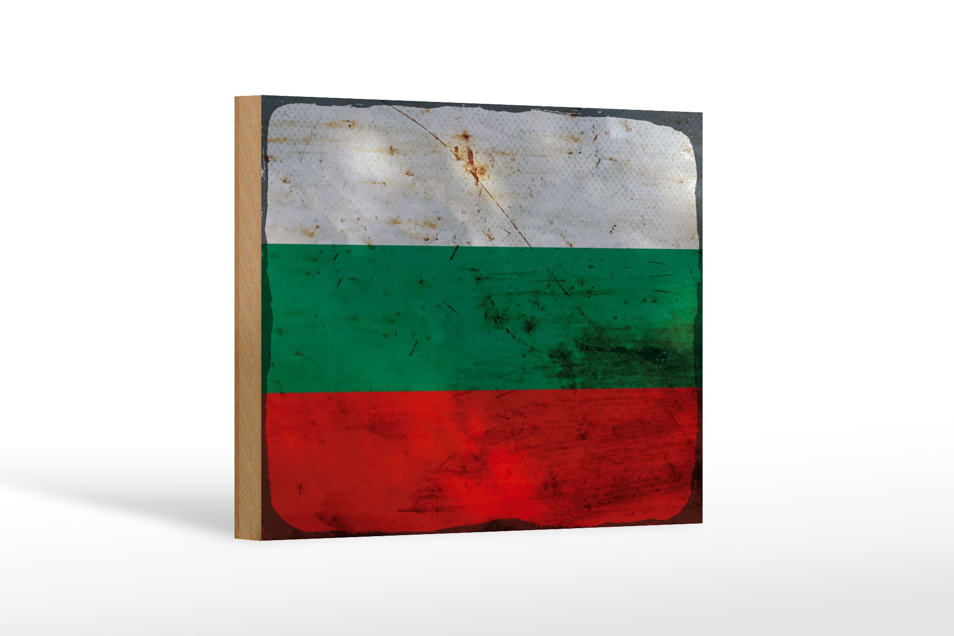 Femer GmbH Holzbild Flagge Bulgarien 18x12 cm Flag Bulgaria Rost, Flaggen (1 St), Glatte Holzfaserplatte (MDF), vorn beschichtet