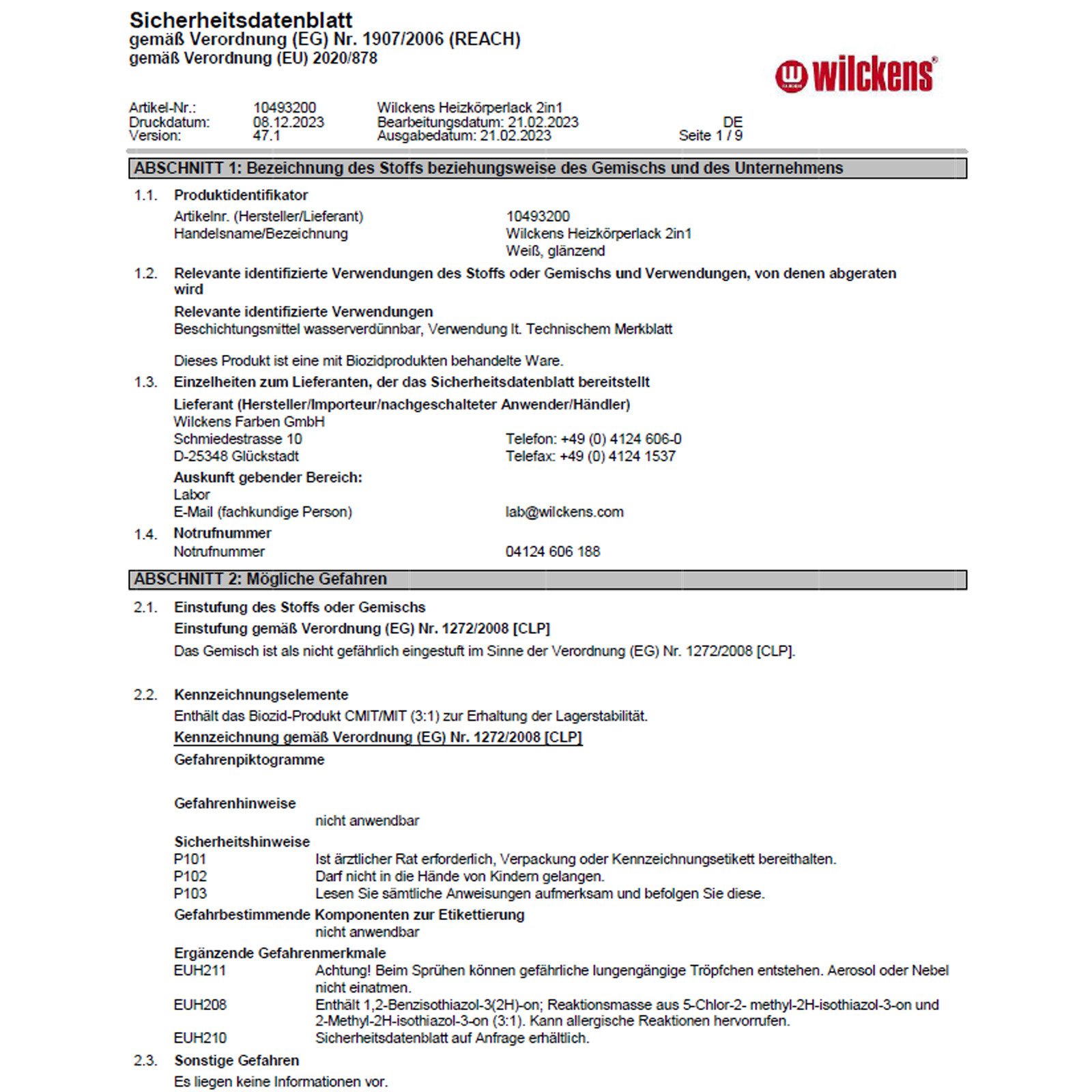 Wilckens Farben Heizkörperlack Heizkörperlack 2in1 Glänzend - 0.375 LTR
