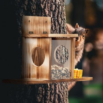 relaxdays Futterspender Eichhörnchen Futterhaus mit 2 Eingängen