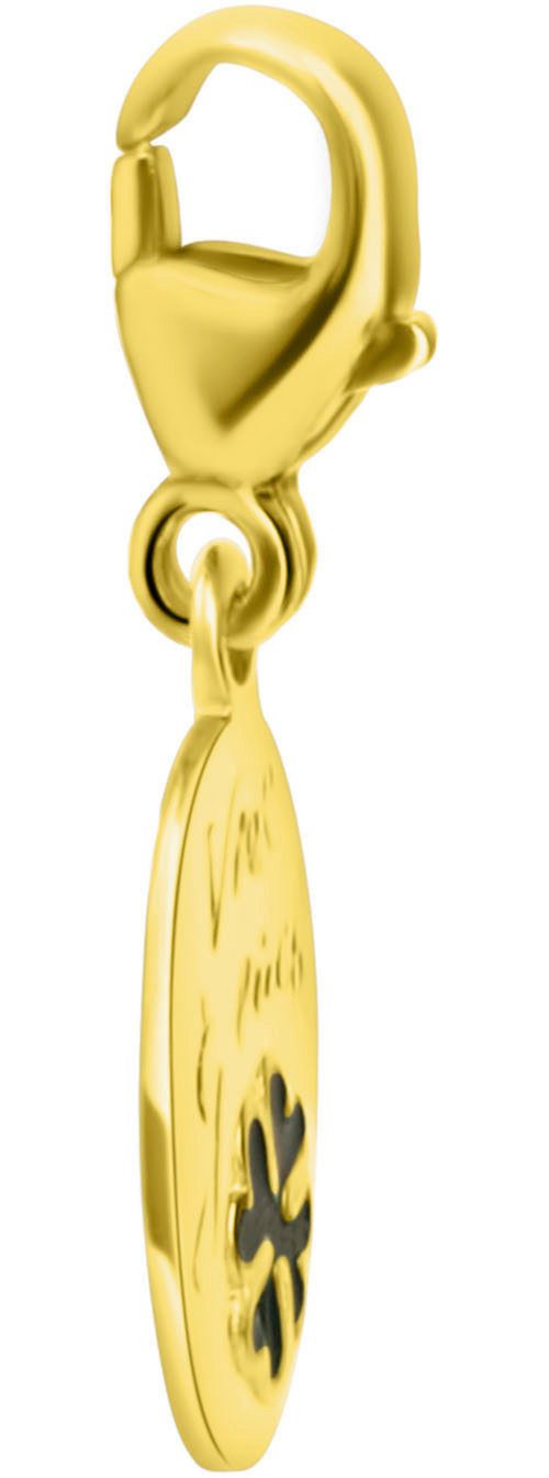 Firetti Charm-Einhänger Schmuck Geschenk Gold 375 Anhänger Charms Kleeblatt Gravur Viel Glück, mit Lack