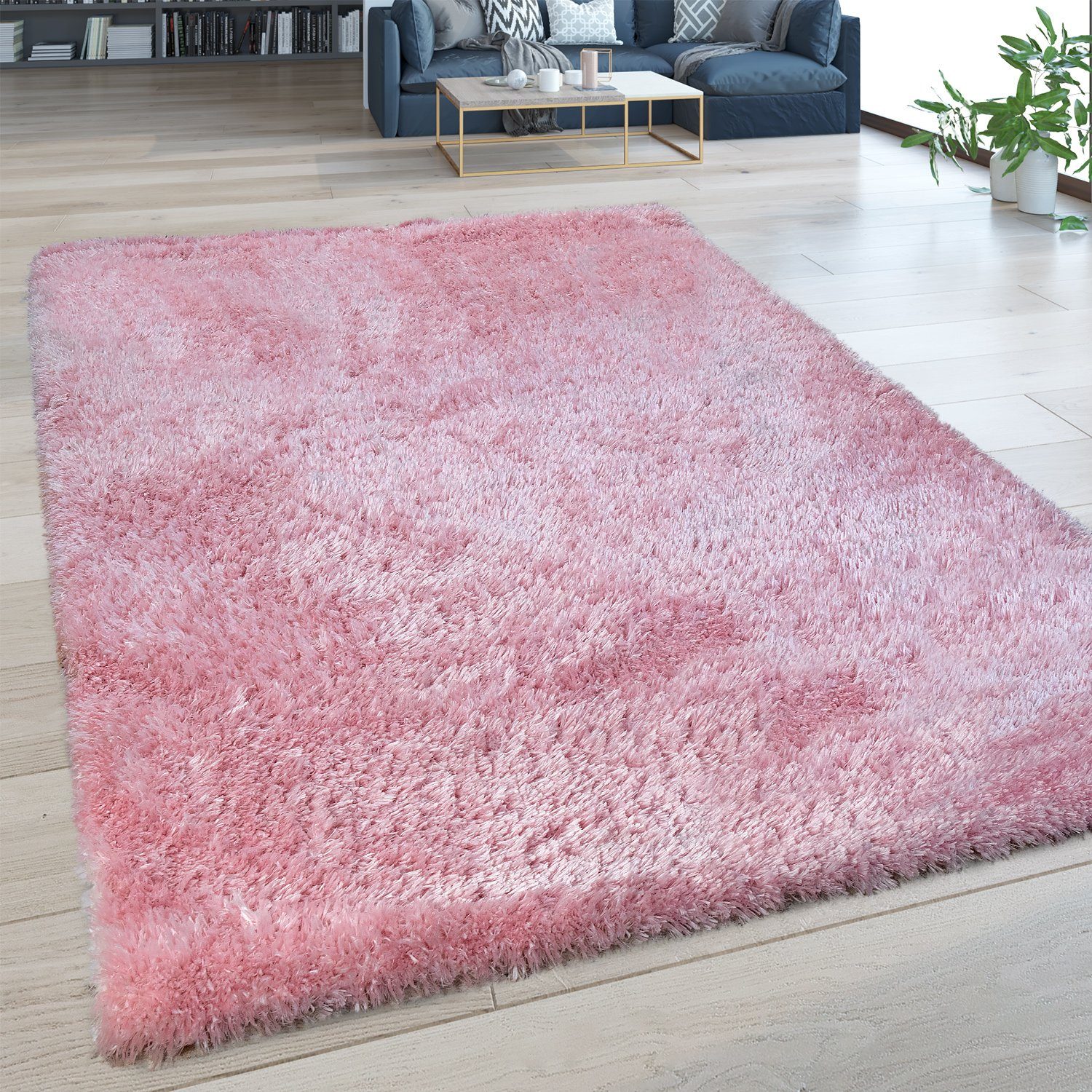 Hochflor-Teppich Bamba 410, rosa & Paco flauschig, 45 rechteckig, waschbar Home, Höhe: Flokati Optik, weich mm