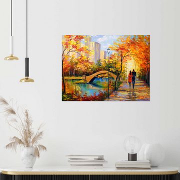 Posterlounge Wandfolie Olha Darchuk, Herbst-Spaziergang in New York, Malerei