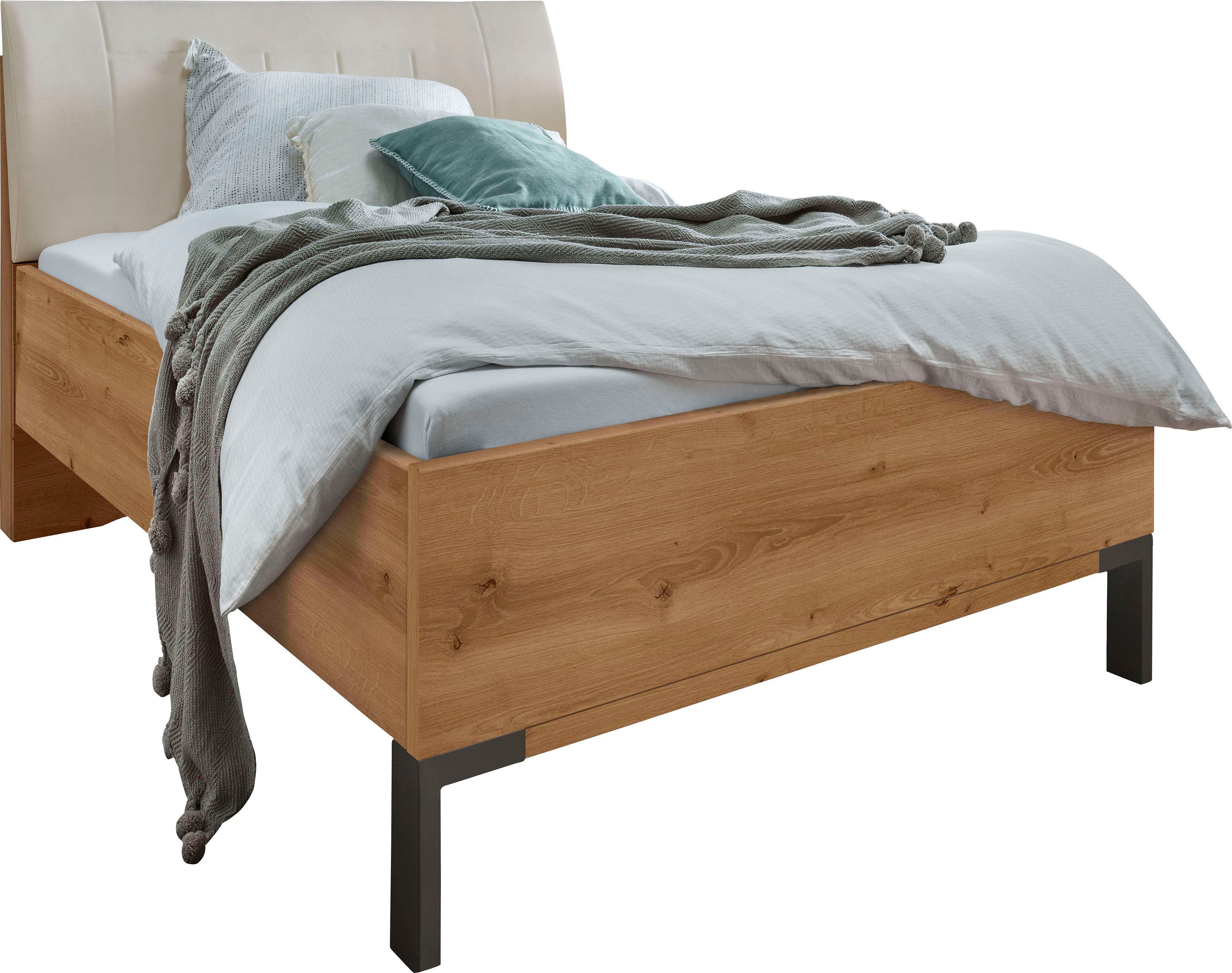 WIEMANN Futonbett Monaco, Bettgestell, Bettrahmen, komfortables Polsterkopfteil (4-fache Liegehöhenverstellung, MADE IN GERMANY), Polsterkopfteil aus Kunstleder, verschiedene Größen, in Komforthöhe