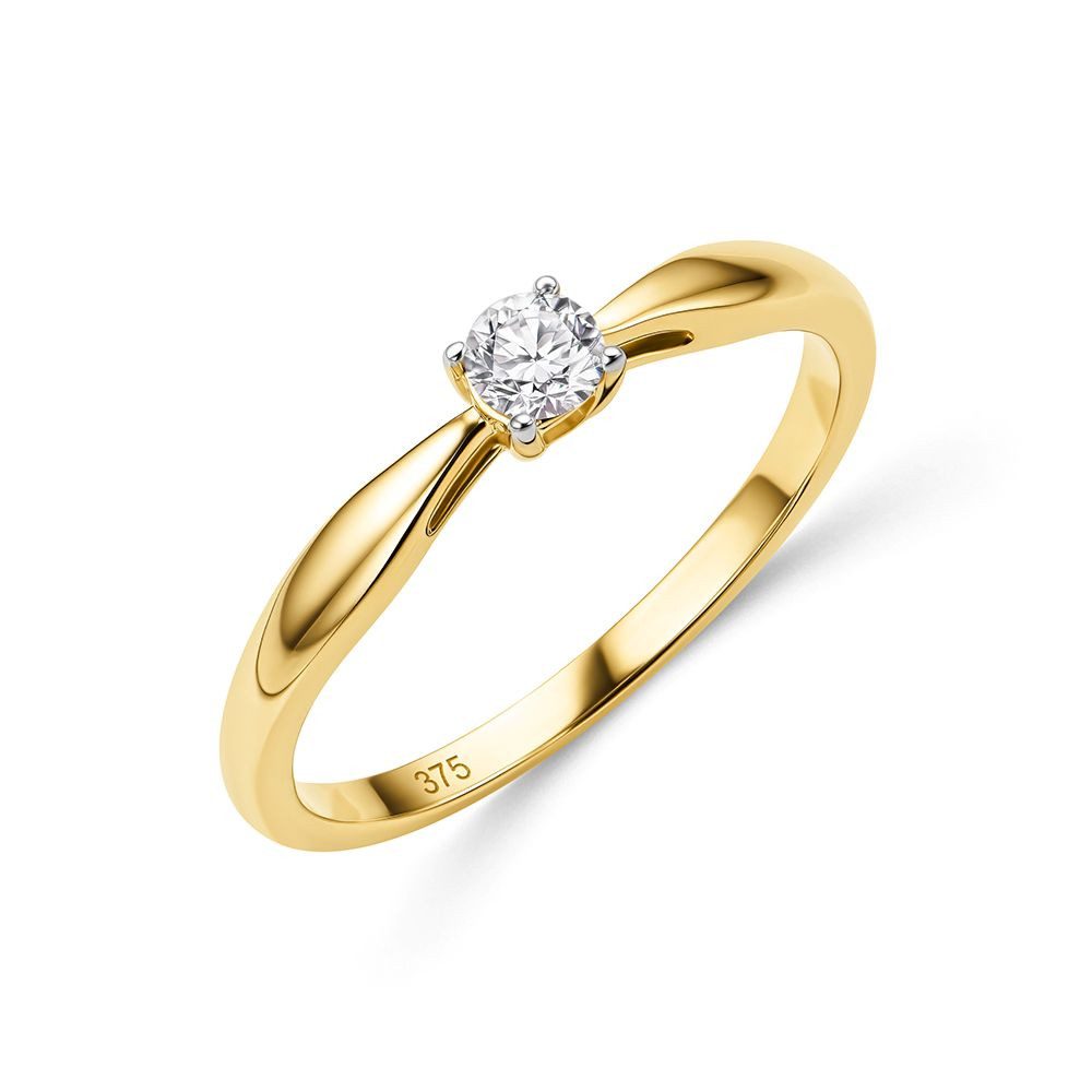 Miore Verlobungsring für Damen in 9K (375) Gelbgold mit Diamant 0,15 oder 0,25 ct