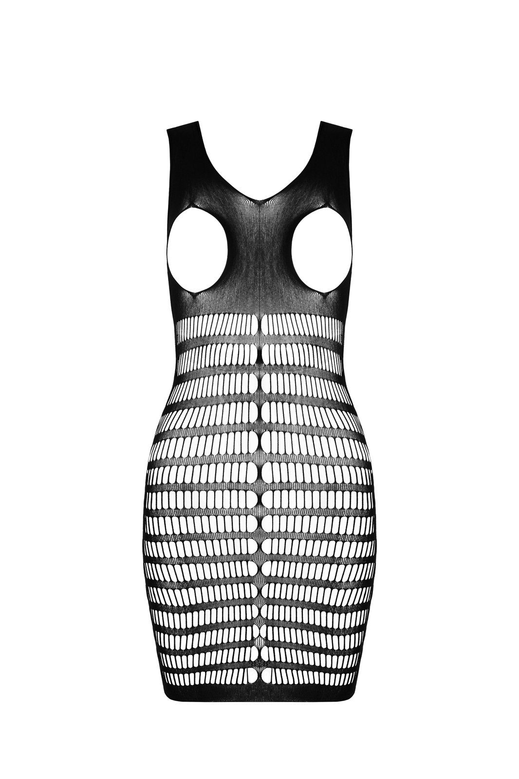 Passion Netzkleid Netzkleid brustfrei schwarz Minikleid gestreift (1-tlg)