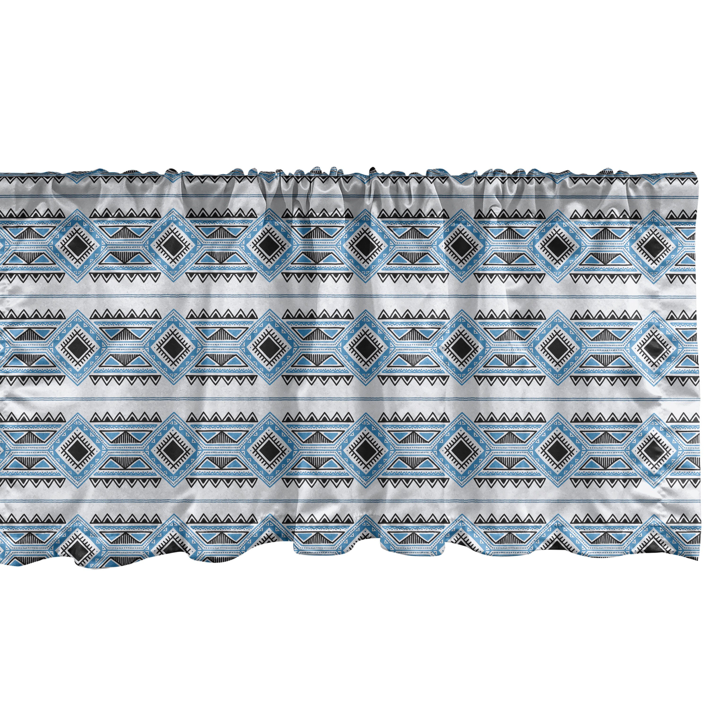 Stangentasche, mit Vorhang geometrischen Scheibengardine Muster Volant Stammes für Küche Motiven Abakuhaus, Microfaser, Schlafzimmer Dekor von