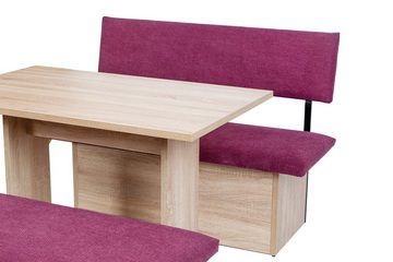 kundler home Essgruppe Sitzbank mit Truhe, Eckbank gepolstert, L125cm, Säulentisch Set 3-tlg.