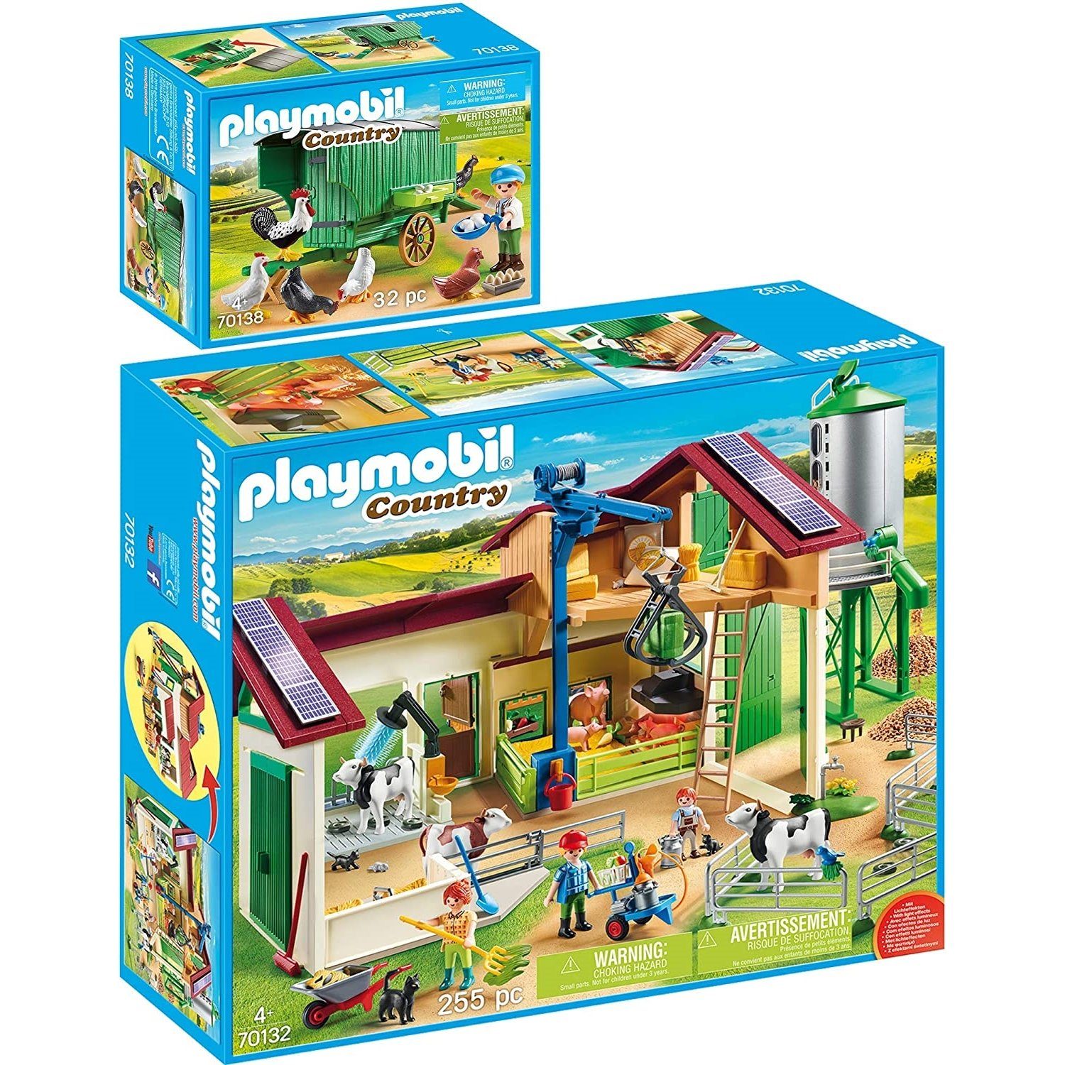 Playmobil® Spielbausteine »70132 70138 Country 2er Set Bauernhof + Mobiles  Hühnerhaus«