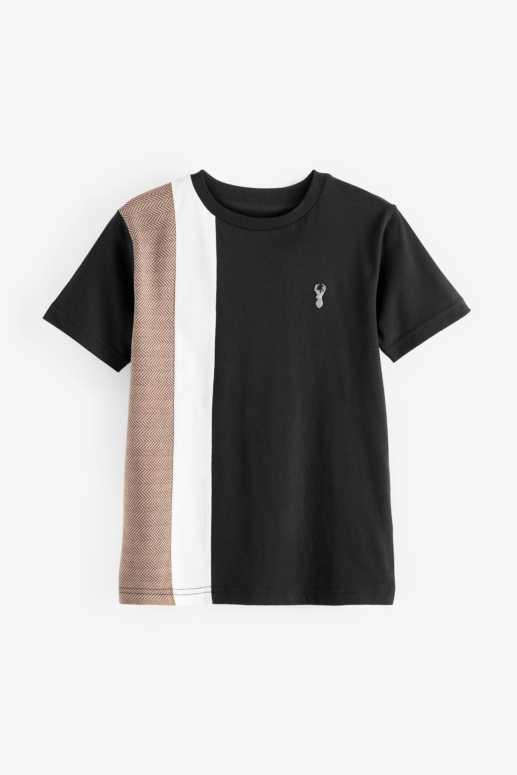 Next T-Shirt T-Shirt (1-tlg) in Brown Vertical Black/Tan Blockfarben