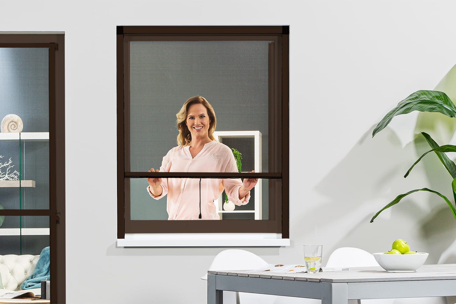 empasa Insektenschutz-Fensterrahmen "SMART", Fliegengitter Rollo Insektenschutzrollo Fenster Alurahmen