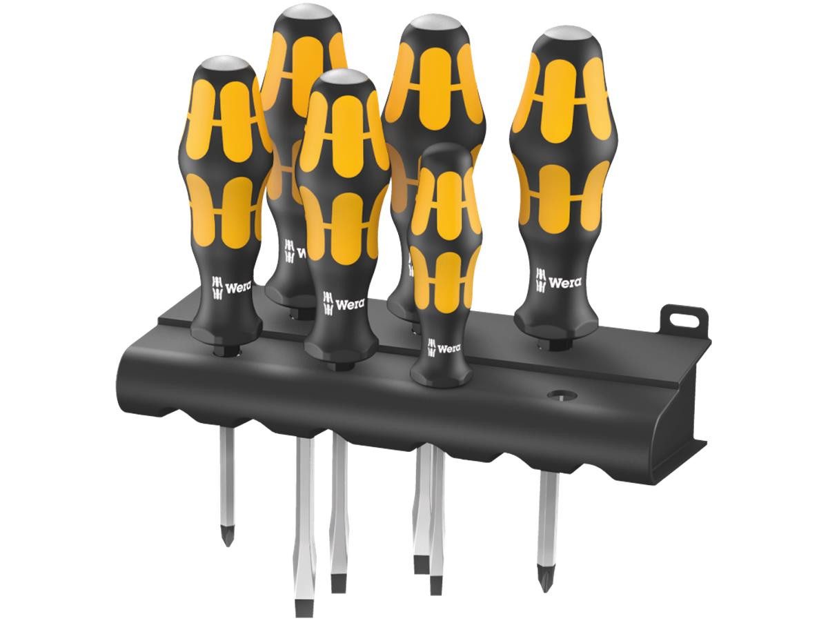 Wera Schraubendreher 932/6, (Set, 6 St., 2x SPH Kreuzschlitz-Schraubendreher), Zum Schrauben, Meißeln, Stemmen und Lösen festsitzender Schrauben