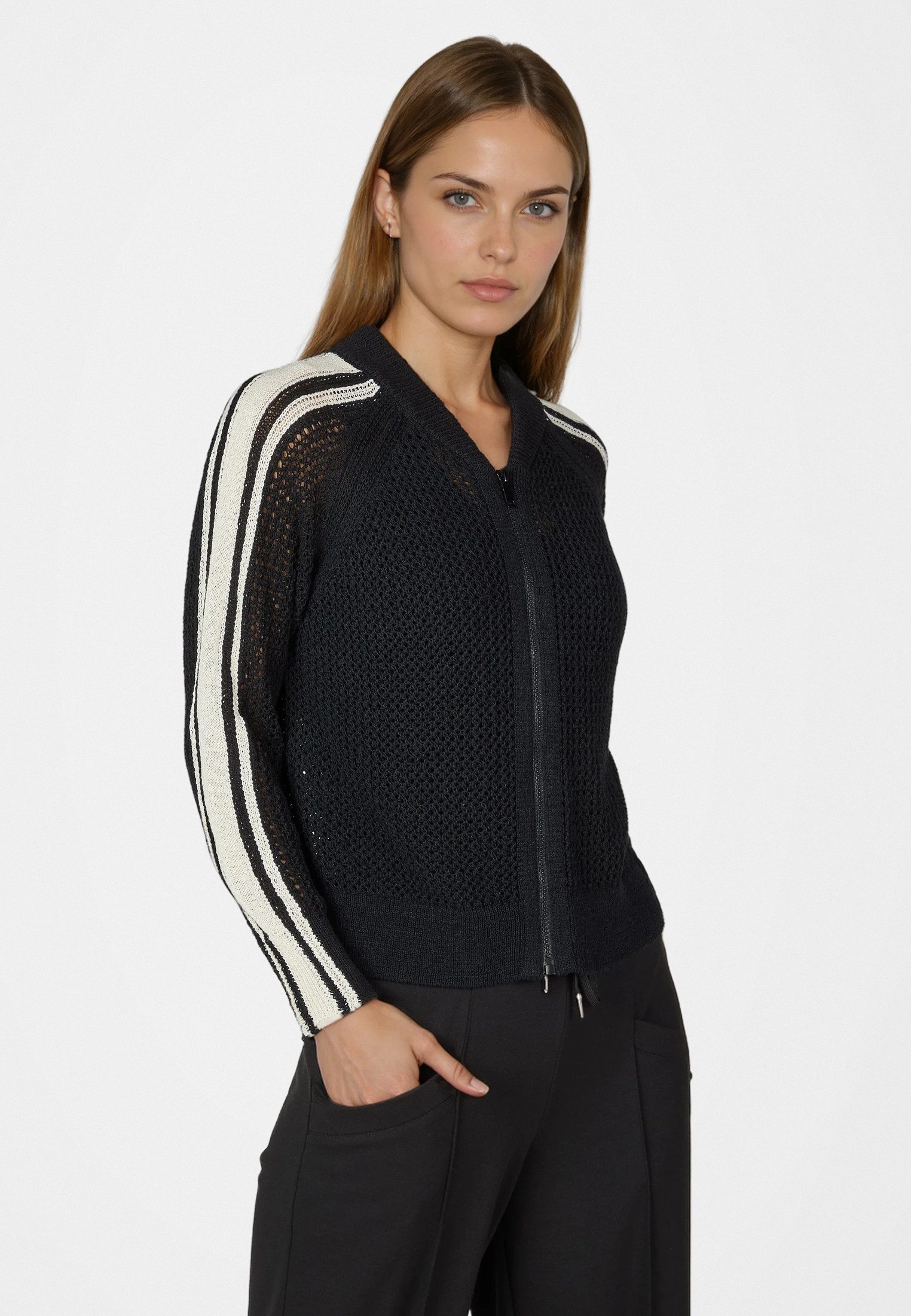 MARC AUREL Strickjacke aus Netz-Struktur