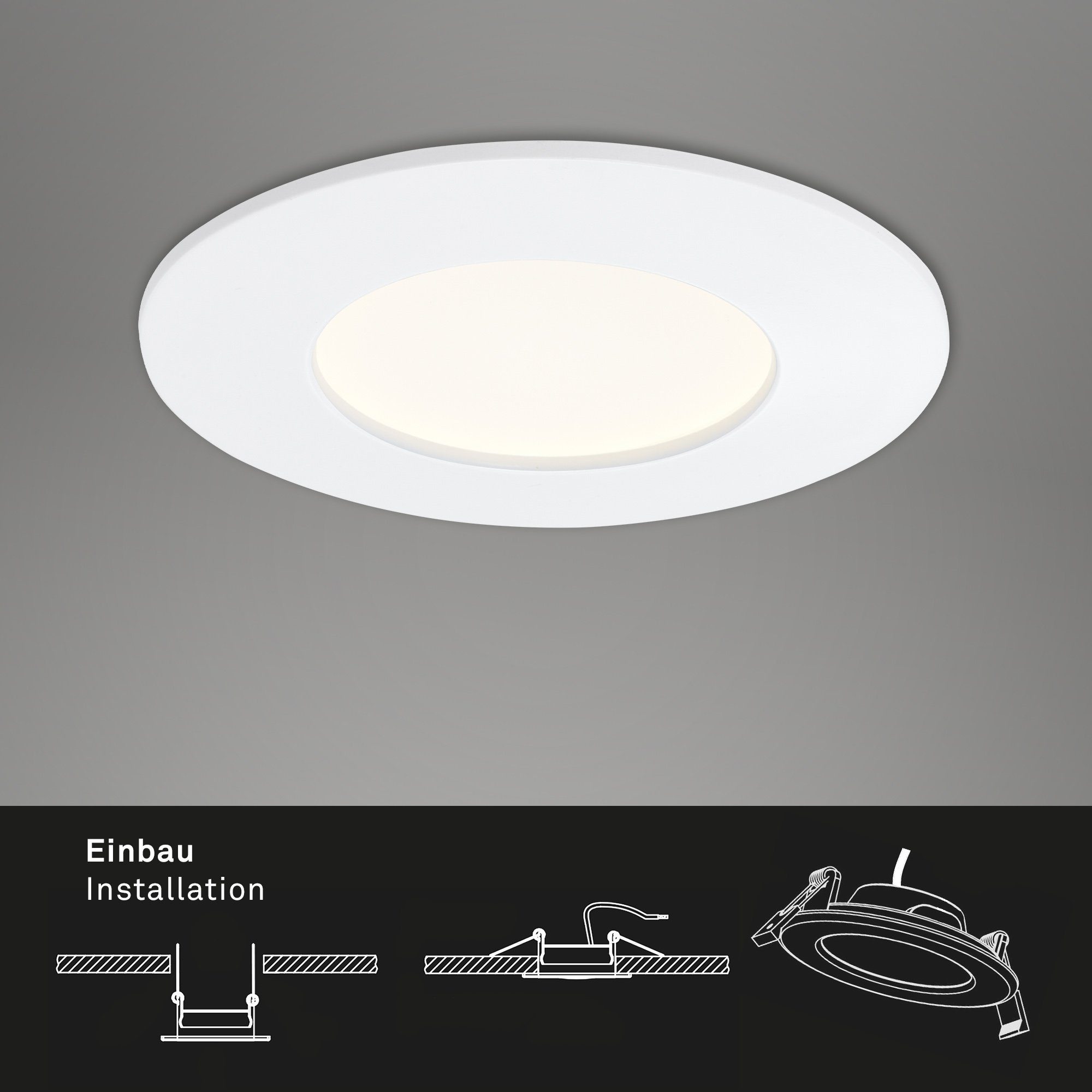 Briloner Leuchten LED Einbauleuchte weiß, LED Einbauspot Einbaustrahler, fest LED, Warmweiß, verbaut, 7282-036,