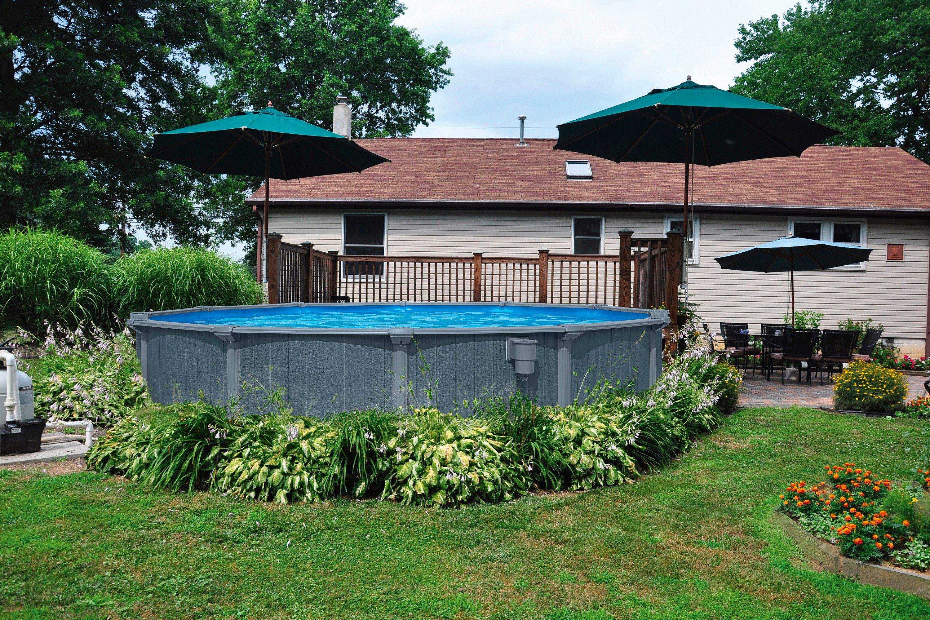Bestway Pool Hydrium (Set, Inkl. Sandfilteranlage, Sicherheitsleiter, Abdeckplane, Bodenplane), Ø 488 x 132 cm