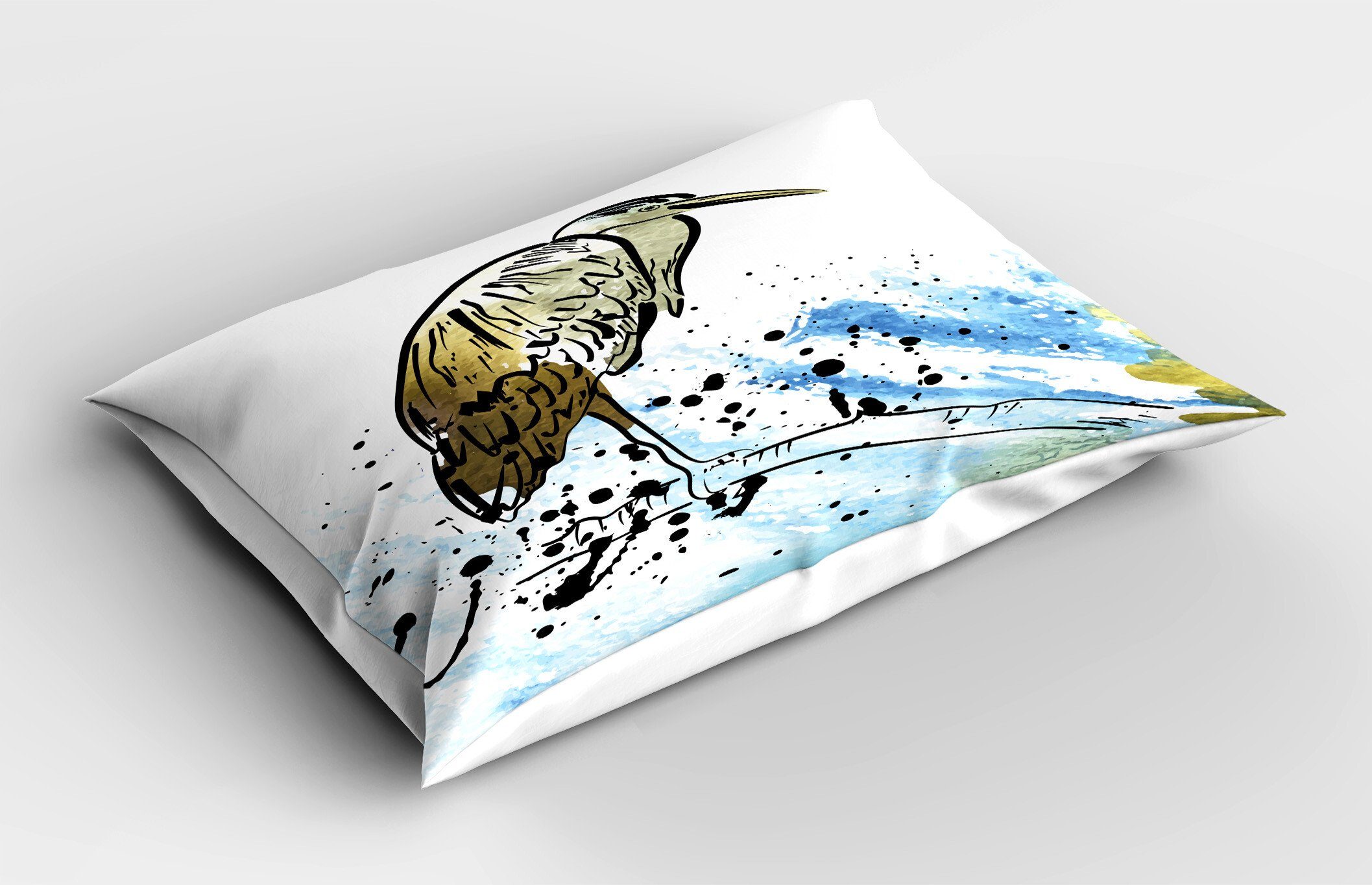 Reiher-Vogel dem Reiher in Dekorativer Kissenbezüge Size Standard Entwurf Gedruckter Stück), (1 Kopfkissenbezug, Abakuhaus