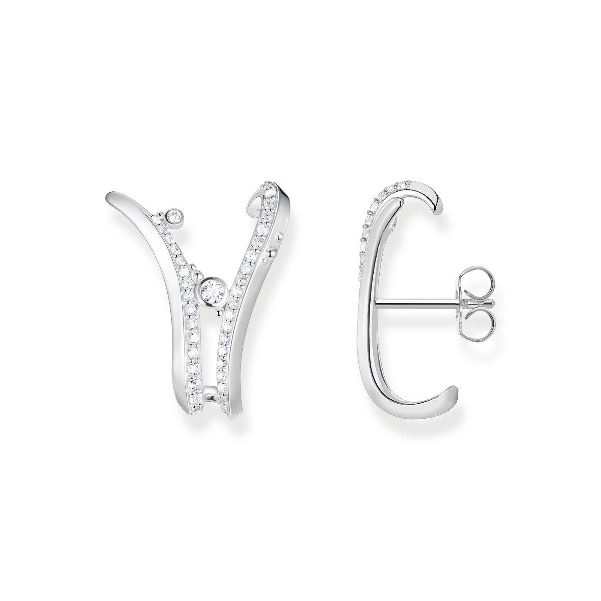 THOMAS SABO Paar Ohrstecker Thomas Sabo H2229-051-14 Ohrringe Damen Welle mit Steinen Sterling-Sil