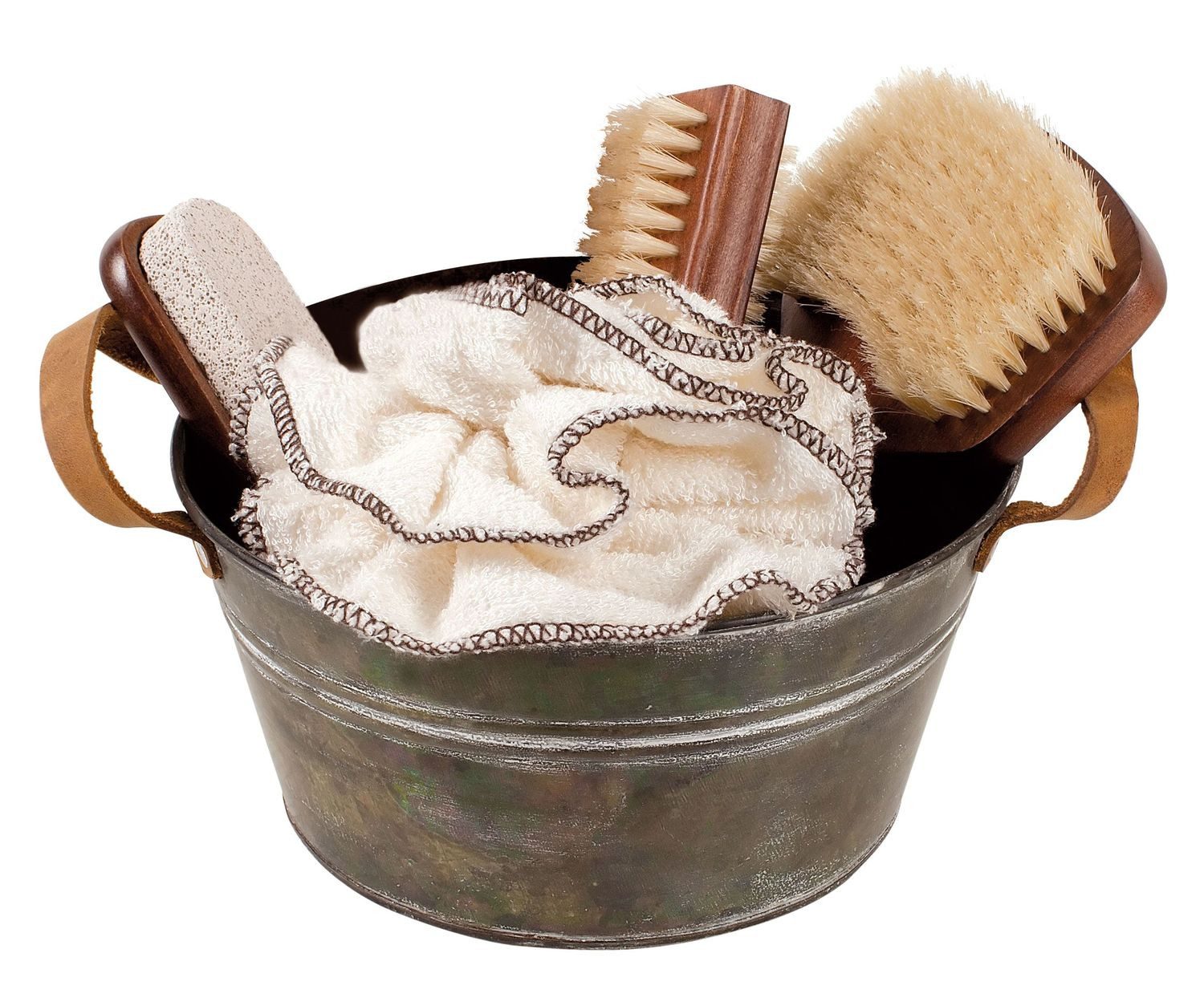 Croll & Denecke Wellness-Pflegeset 40095, 5-tlg., Wellness Geschenk Set, Geschenkset Rustikal in Zinkwanne