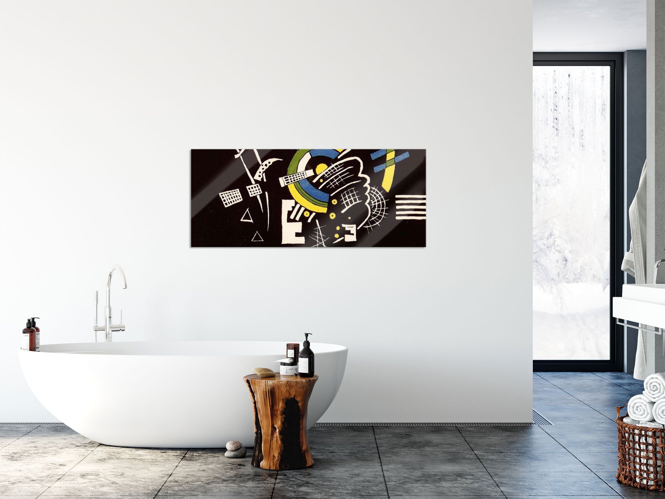 Pixxprint Glasbild Wassily Kandinsky Anmutiger - Aufhängungen inkl. Aufstieg aus Abstandshalter Anmutiger Wassily Aufstieg, Glasbild St), - Echtglas, und (1 Kandinsky