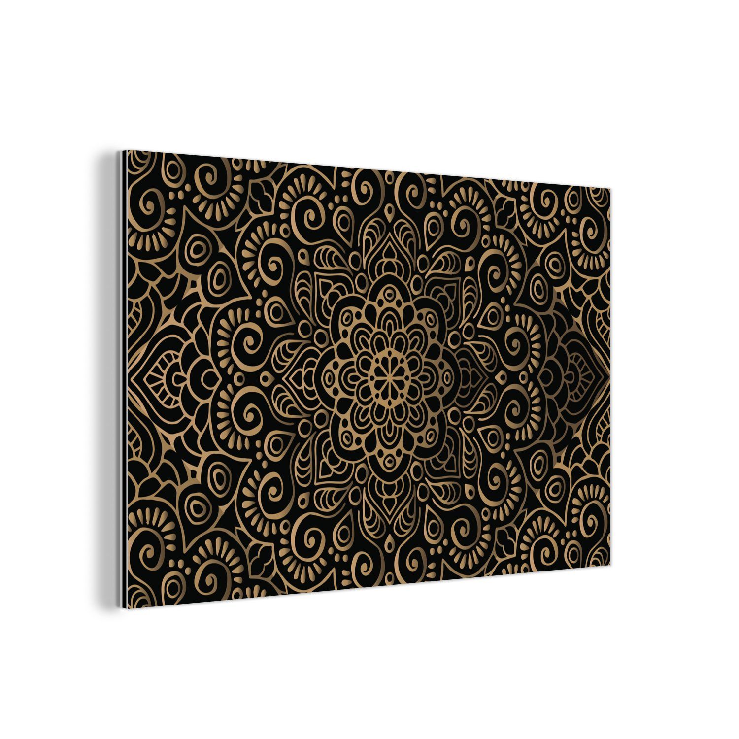 MuchoWow Metallbild Goldenes Muster auf schwarzem günstig online kaufen