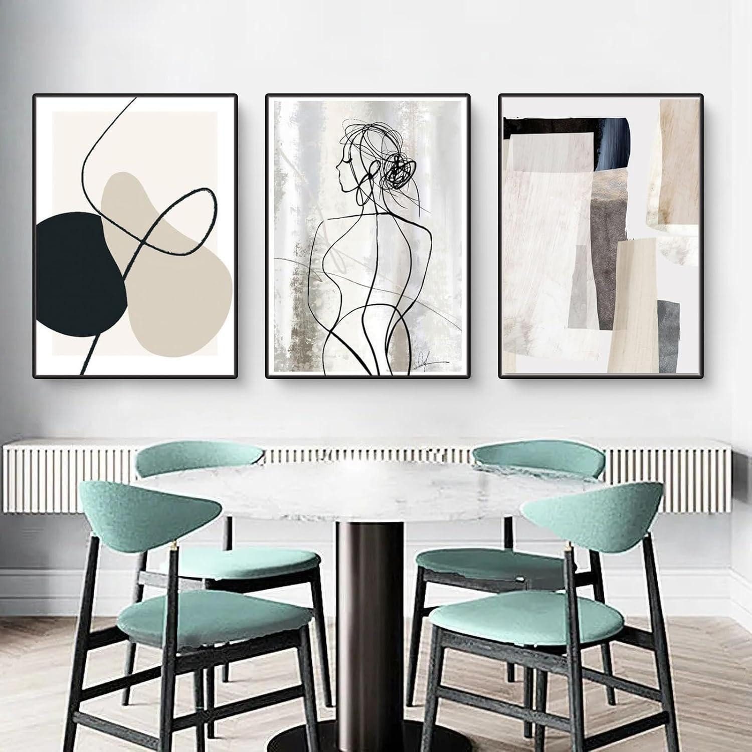 LuxusKollektion Leinwandbild Wandbilder 3er Set Abstrakt Geometrie Leinwand, (1 St) – Bild 4 von 5