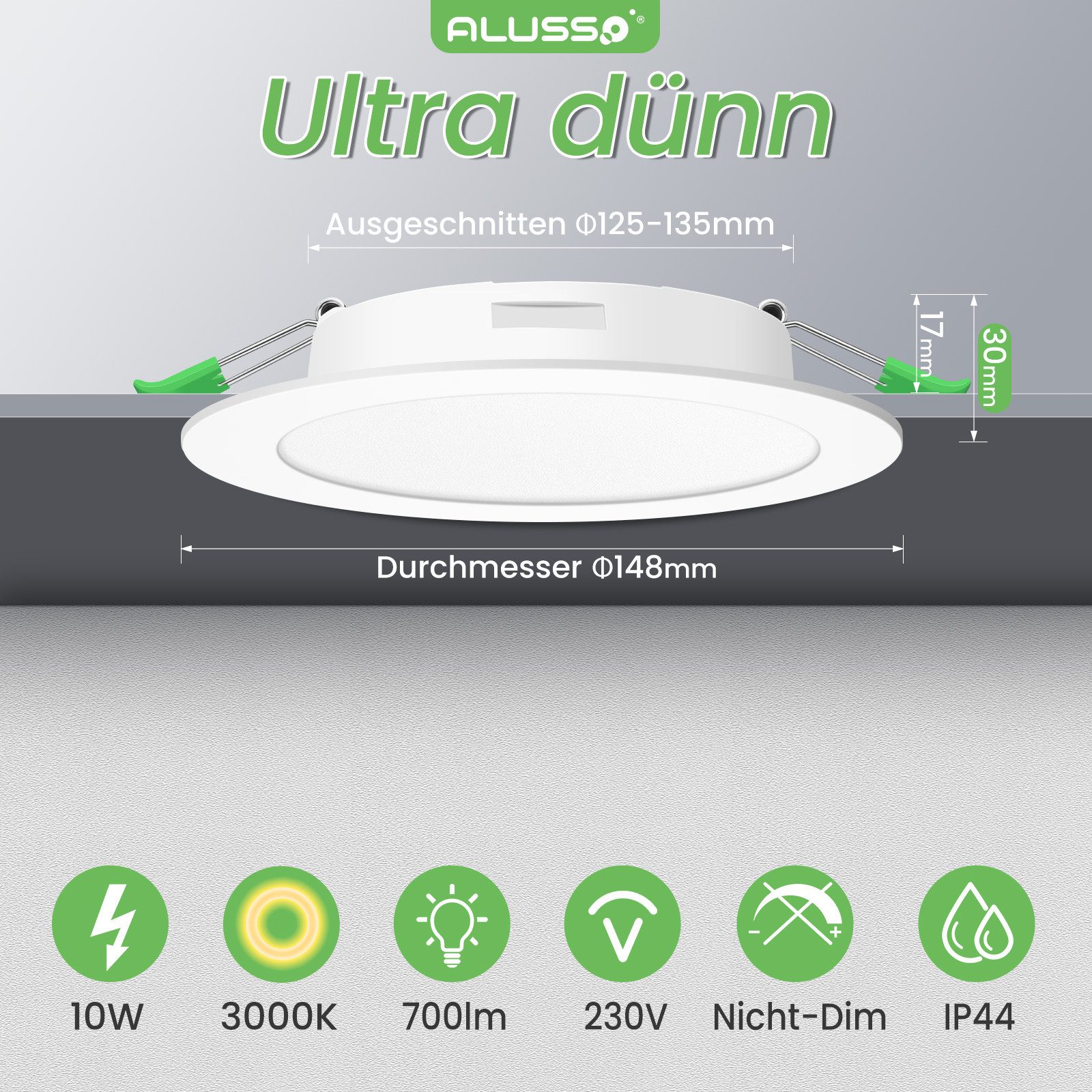 ALUSSO LED Einbaustrahler 6er-Set, IP44 Ultraflacher günstig online kaufen