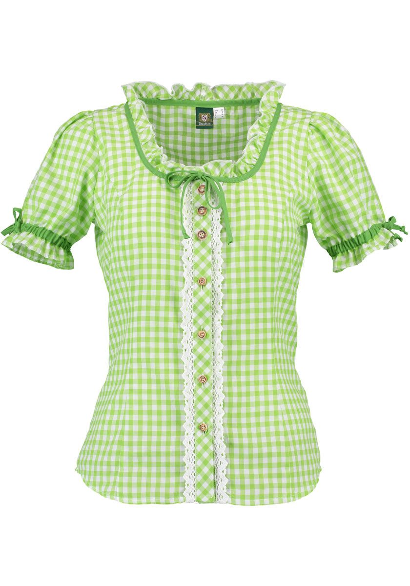 OS Trachten Trachtenbluse Zenivo Tailliert, Rundhalsausschnitt, 1/2-Arm, Rü günstig online kaufen