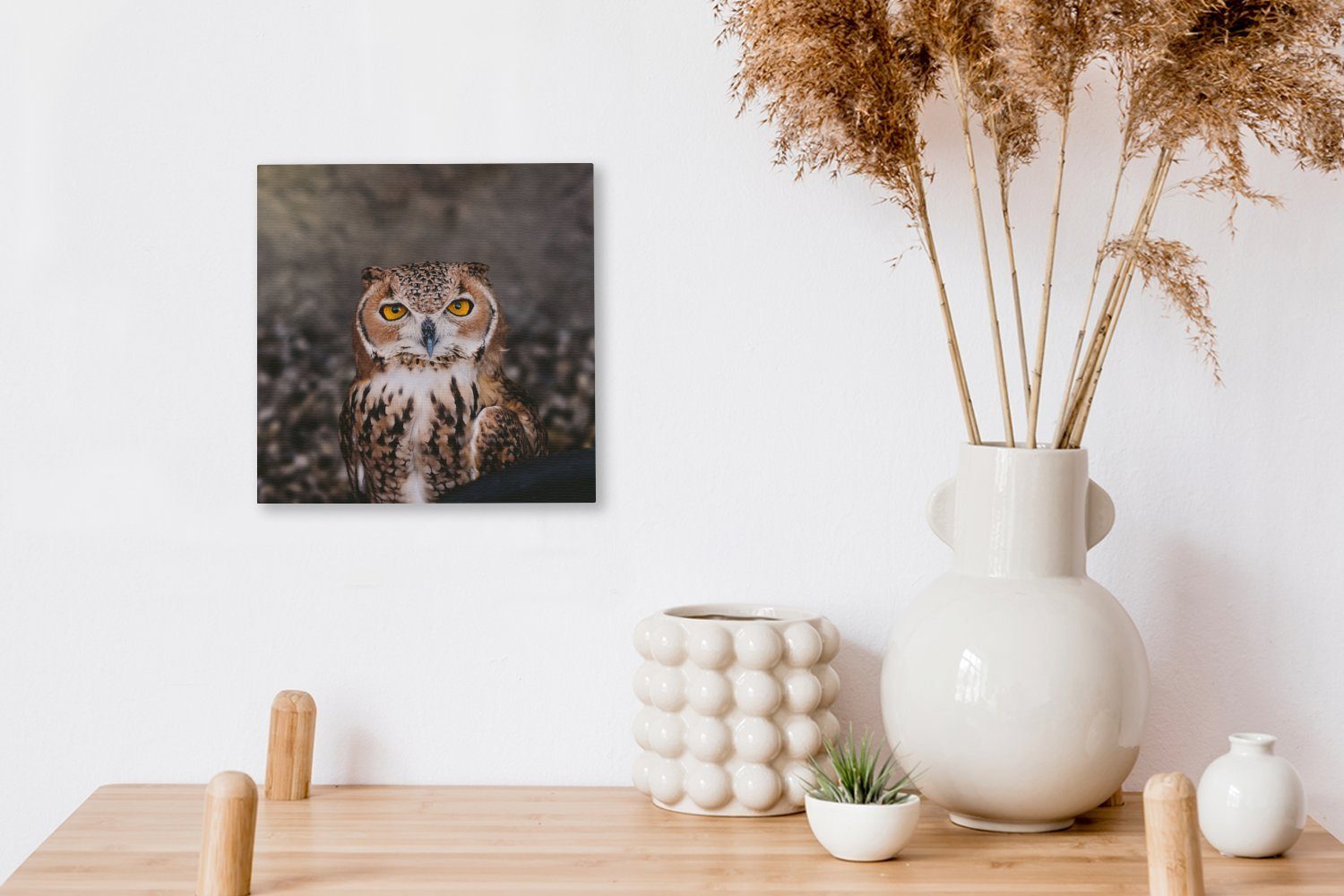 Vogel Braune OneMillionCanvasses® Leinwandbild (1 Leinwand Bilder Tiere, St), - Wohnzimmer Eule für Schlafzimmer -