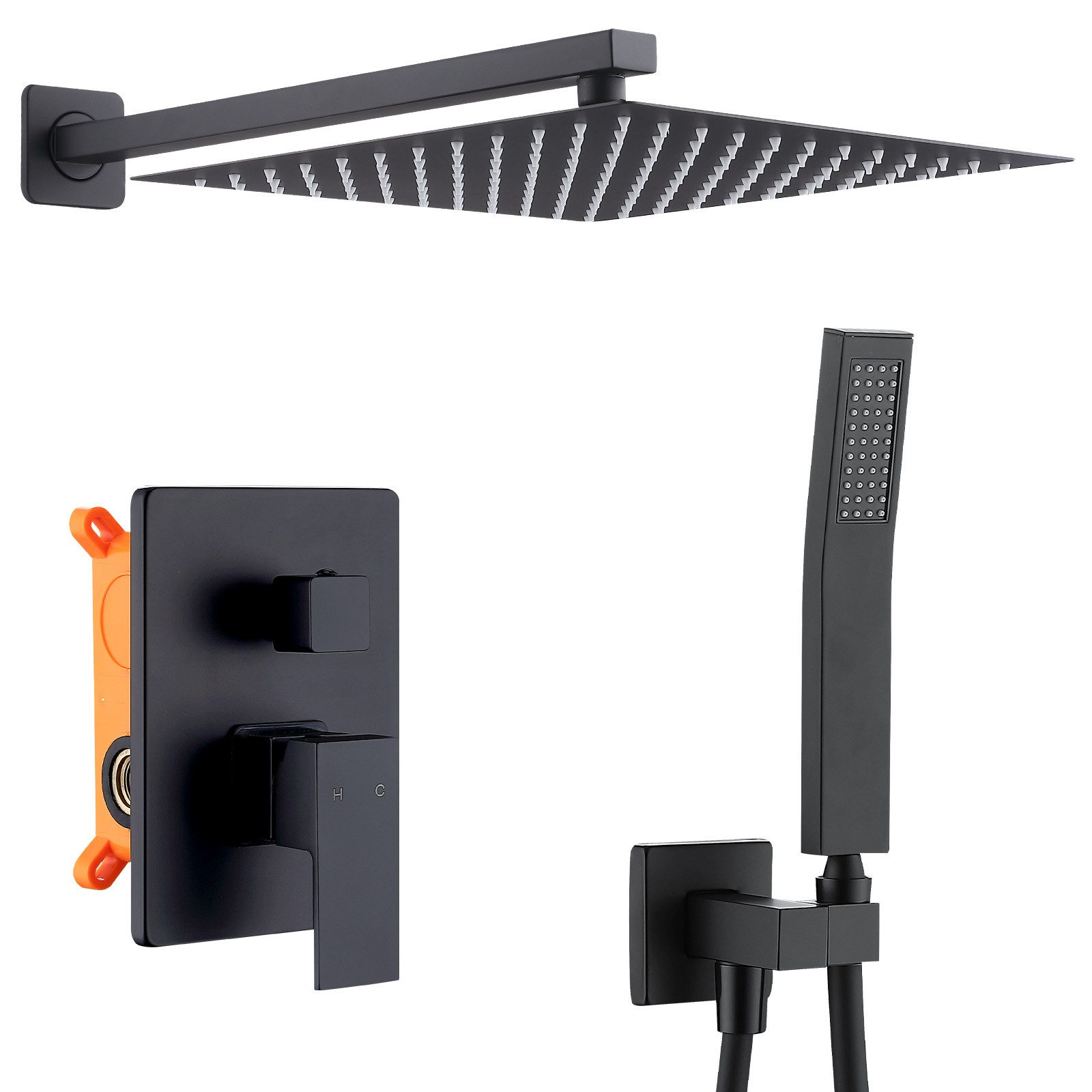 HOMELODY Stangenbrause-Set Unterputz Duschsystem Schwarz Duschset 12-Zoll-D günstig online kaufen
