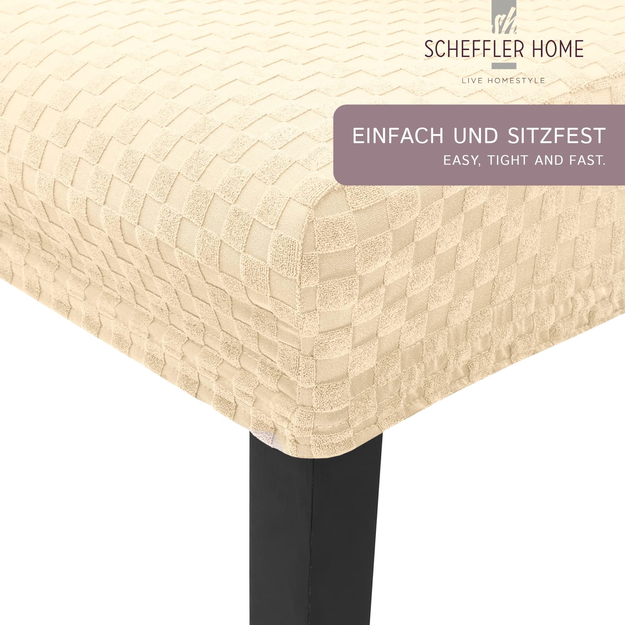 sh SCHEFFLER-HOME LIVE HOMESTYLE Stuhlhusse Moderner Stuhlbezug "Emil" aus Flanell, abnehmbarer & waschbarer Spannbezug für Stühle